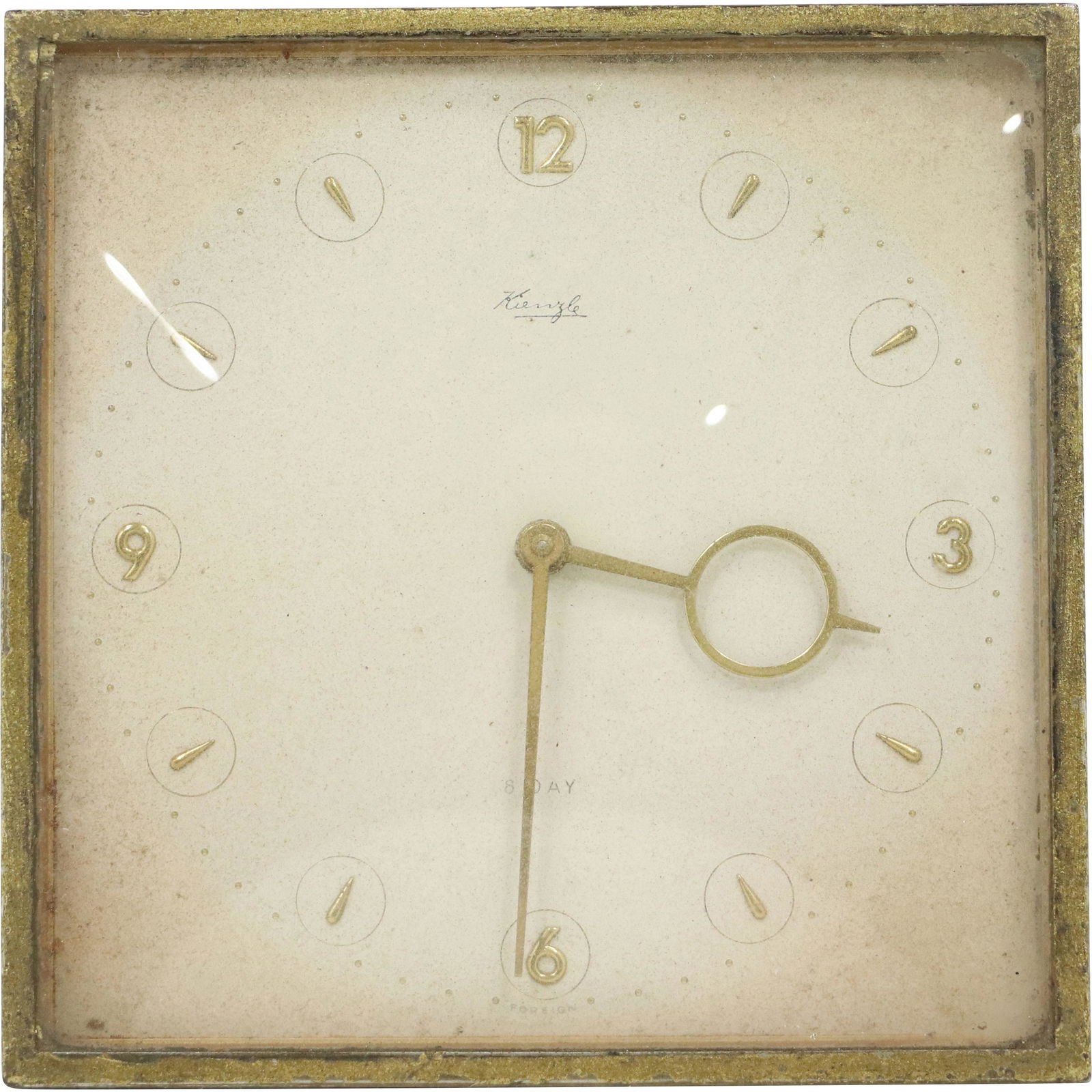 Kienzle Mid-Century Modern Brass Travel Clock 5 in. diameter (1 of 7)