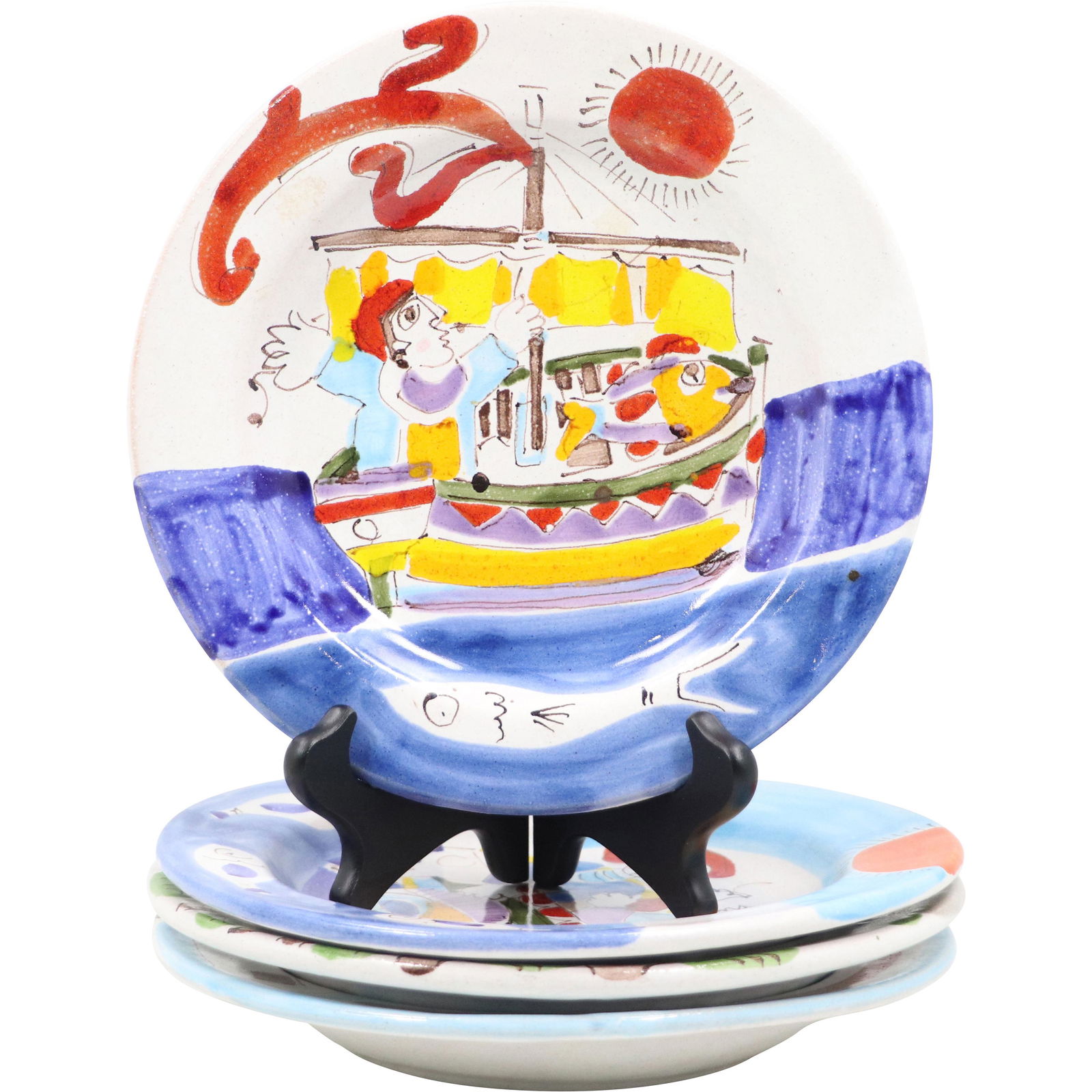 [4] Four DESIMONE Italy Art Pottery Plate with Figures - Pablo Picasso Era (1 of 12)