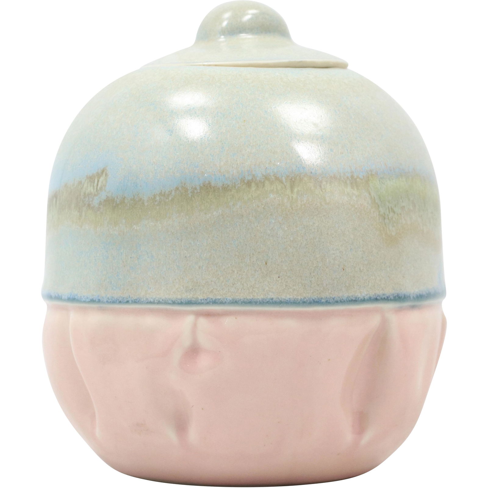 Signed Studio Art Pottery Pink Gray Biscuit Jar with Cover (1 of 8)
