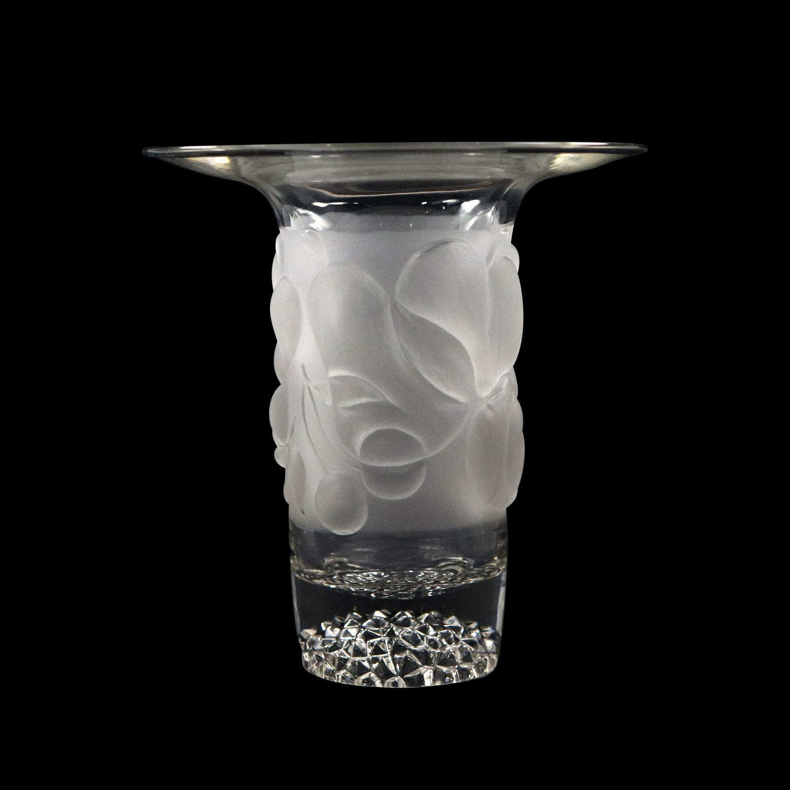 Lalique Style Clear and Satin Glass Center Fruits Vase (1 of 7)