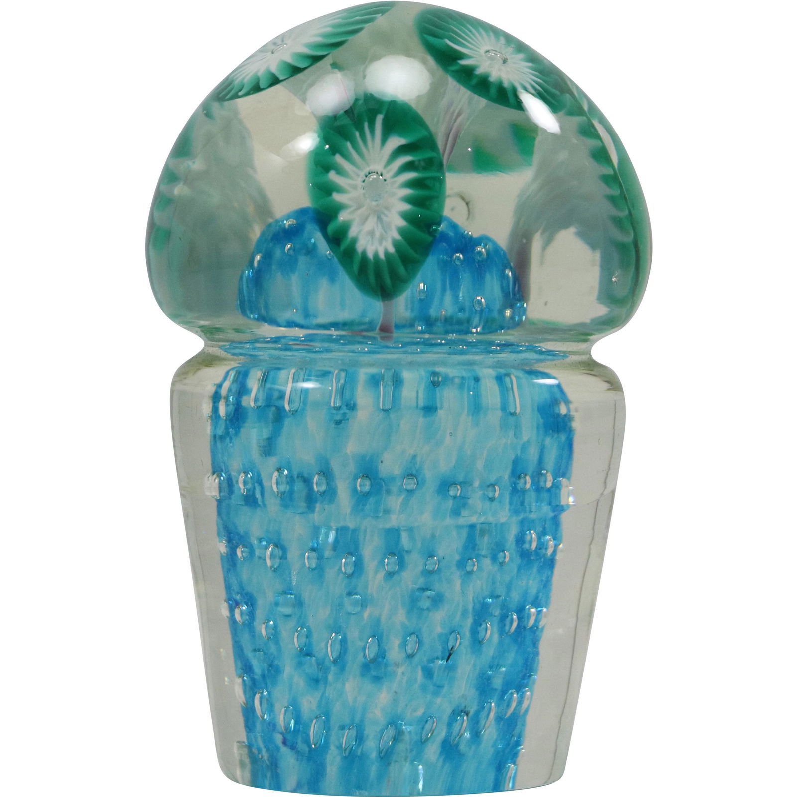 Unique MUSHROOM FORM Art Glass Paperweight Controlled Bubbles (1 of 5)