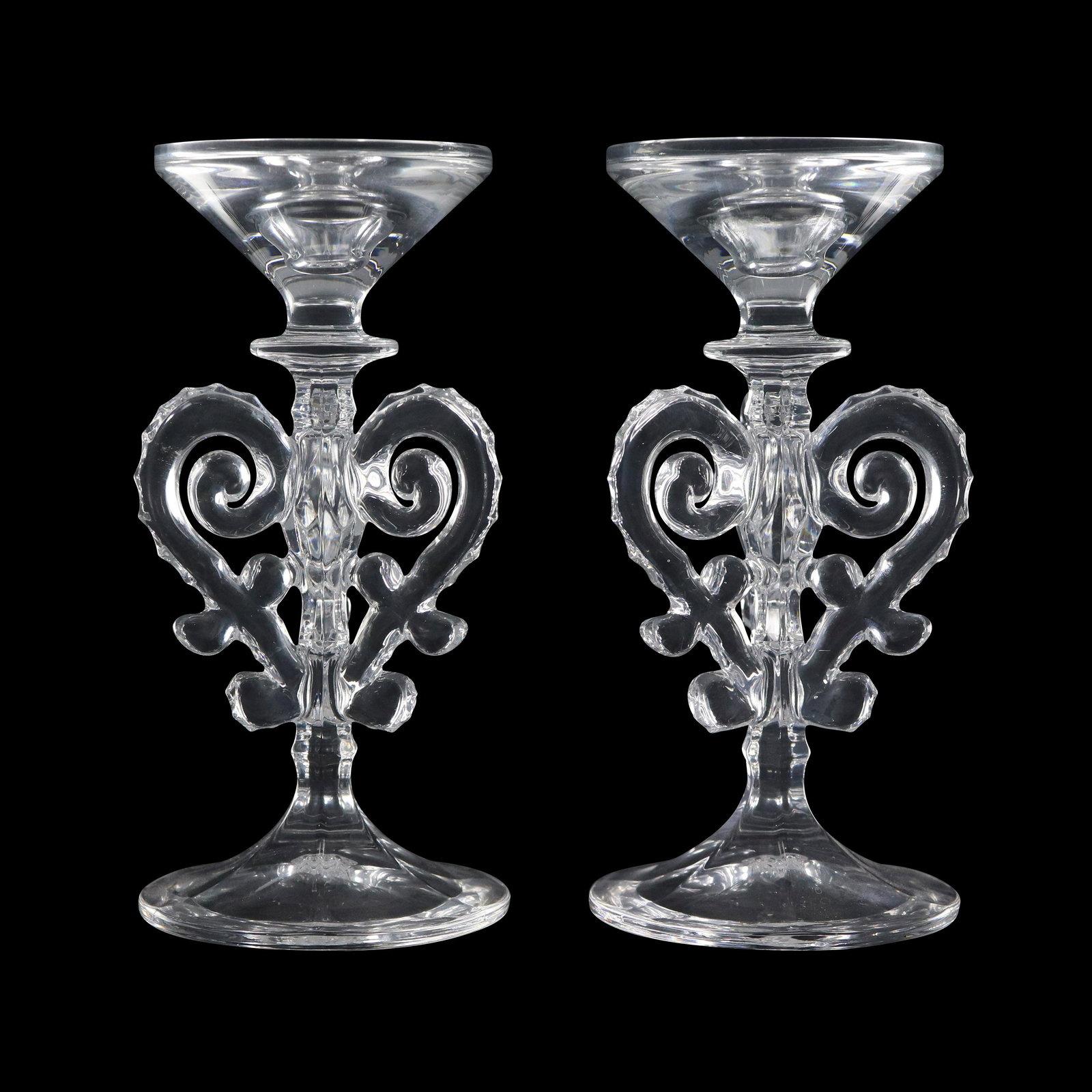 Pair Elegant Crystal Glass "HEART" Candlesticks (1 of 7)
