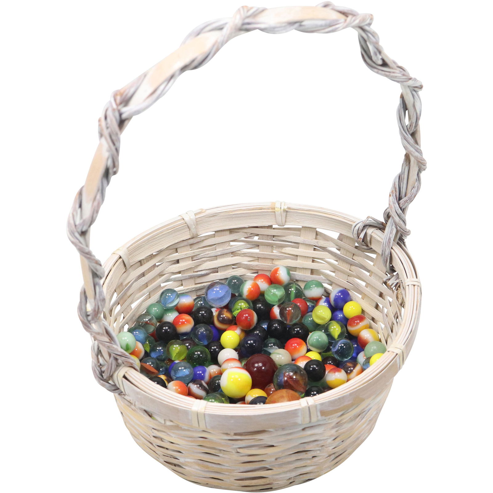 Basket Full of Vintage Marbles: Basket Full of Vintage Marbles. size: basket 14h 10w