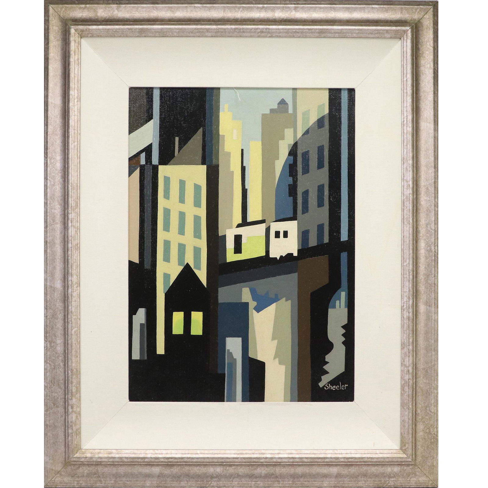 CHARLES SHEELER, Oil/b Painting Precisionist Buildings - Signed - Framed (1 of 14)