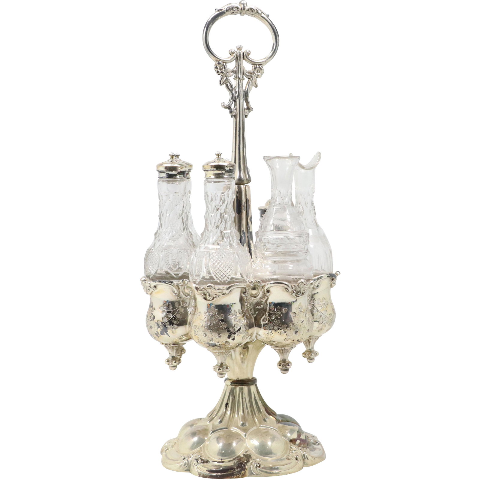 Victorian Silver Plate Castor Set Holds 6 Glass Bottles (1 of 13)