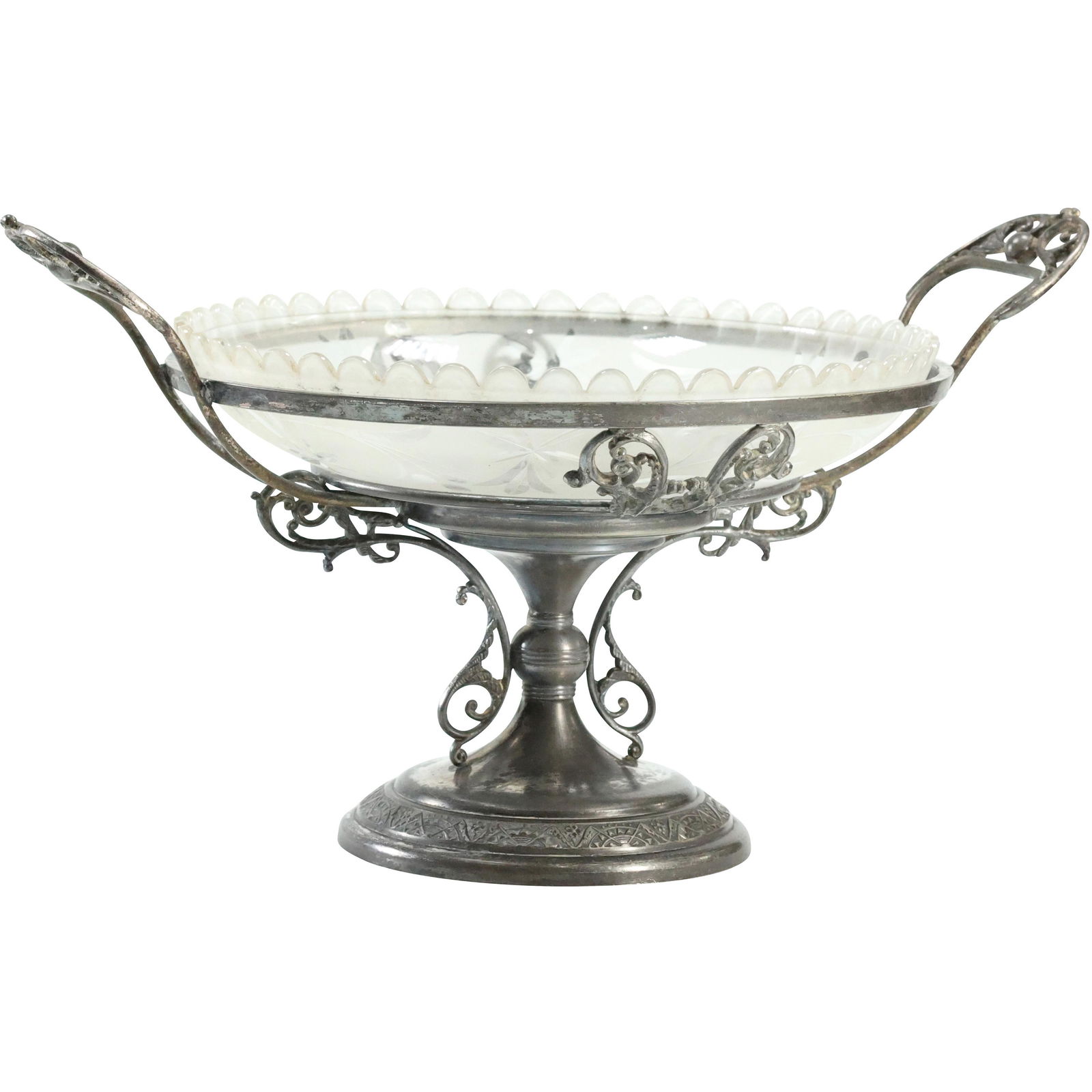 Fancy Victorian silver plate compote signed Pairpoint with original glass insert (1 of 10)