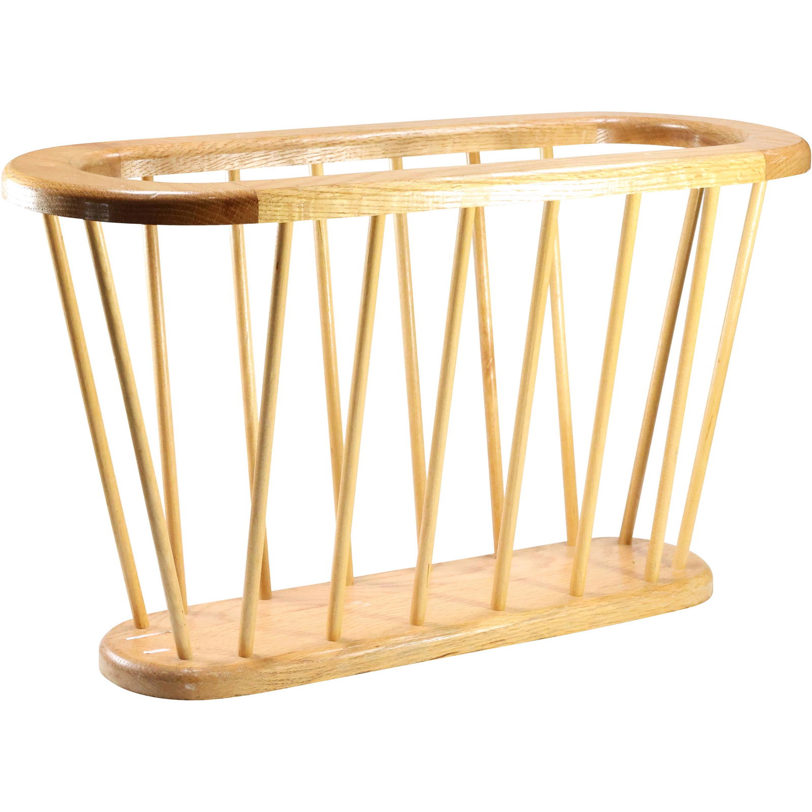 Arthur Umanoff Magazine Rack. Modernist Elliptical Wood Magazine Rack. Spindle frame. Clean. Blond w (1 of 6)