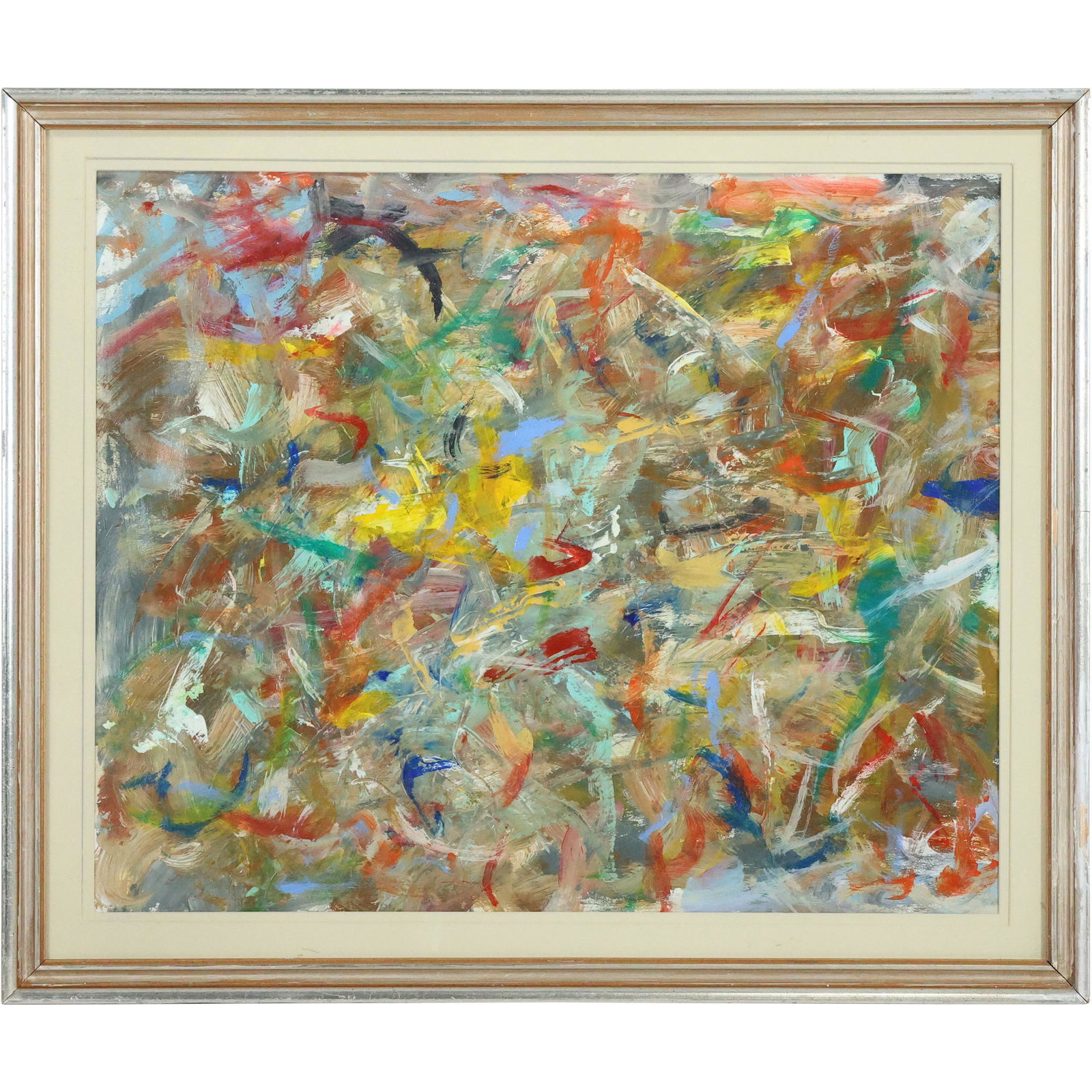 Steven Jennis, American, Oil Busy Abstract Painting, Signed on Verso, framed. (1 of 16)