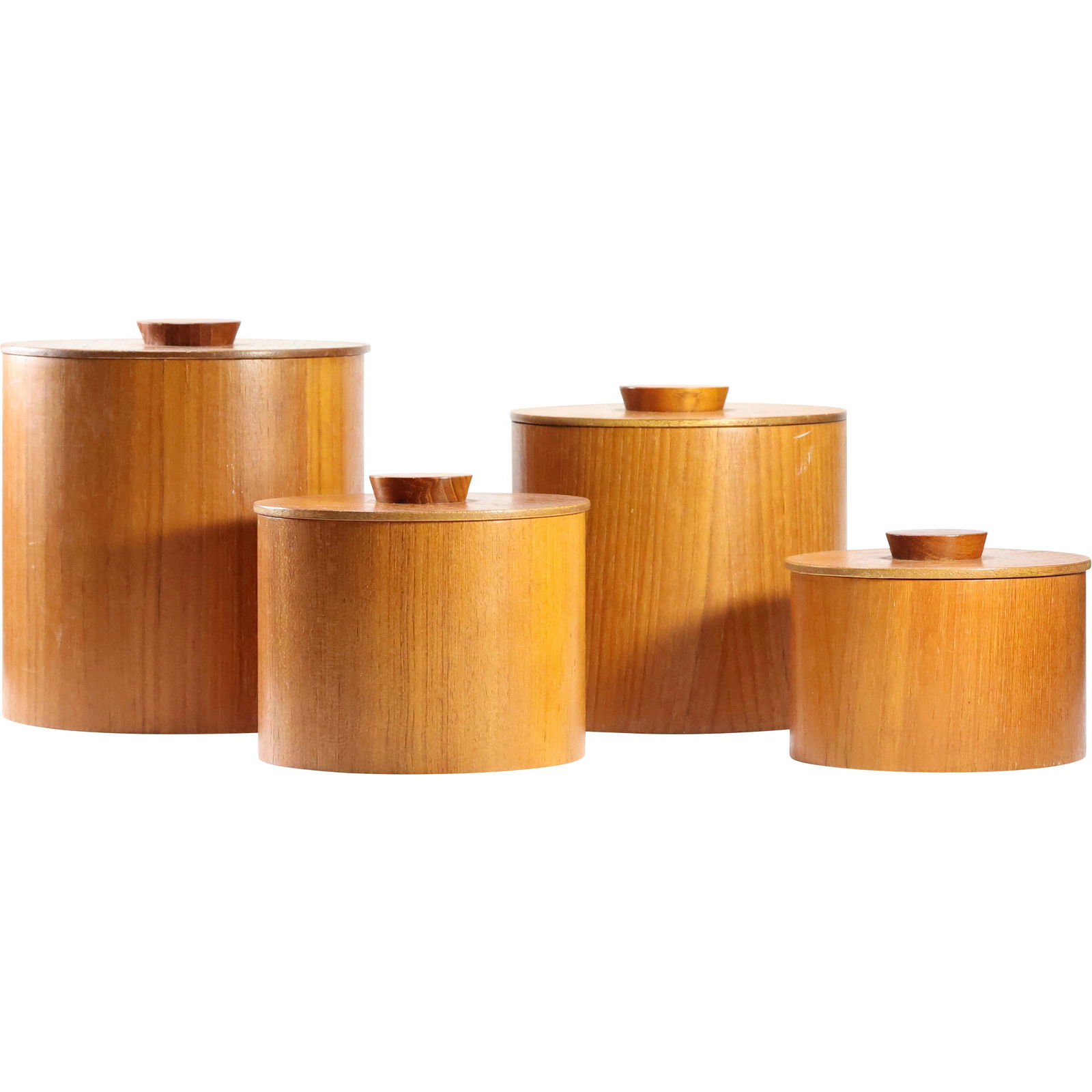 Mid-century Modern Danish Walnut or Teak set of four graduated size Canister Set (1 of 11)