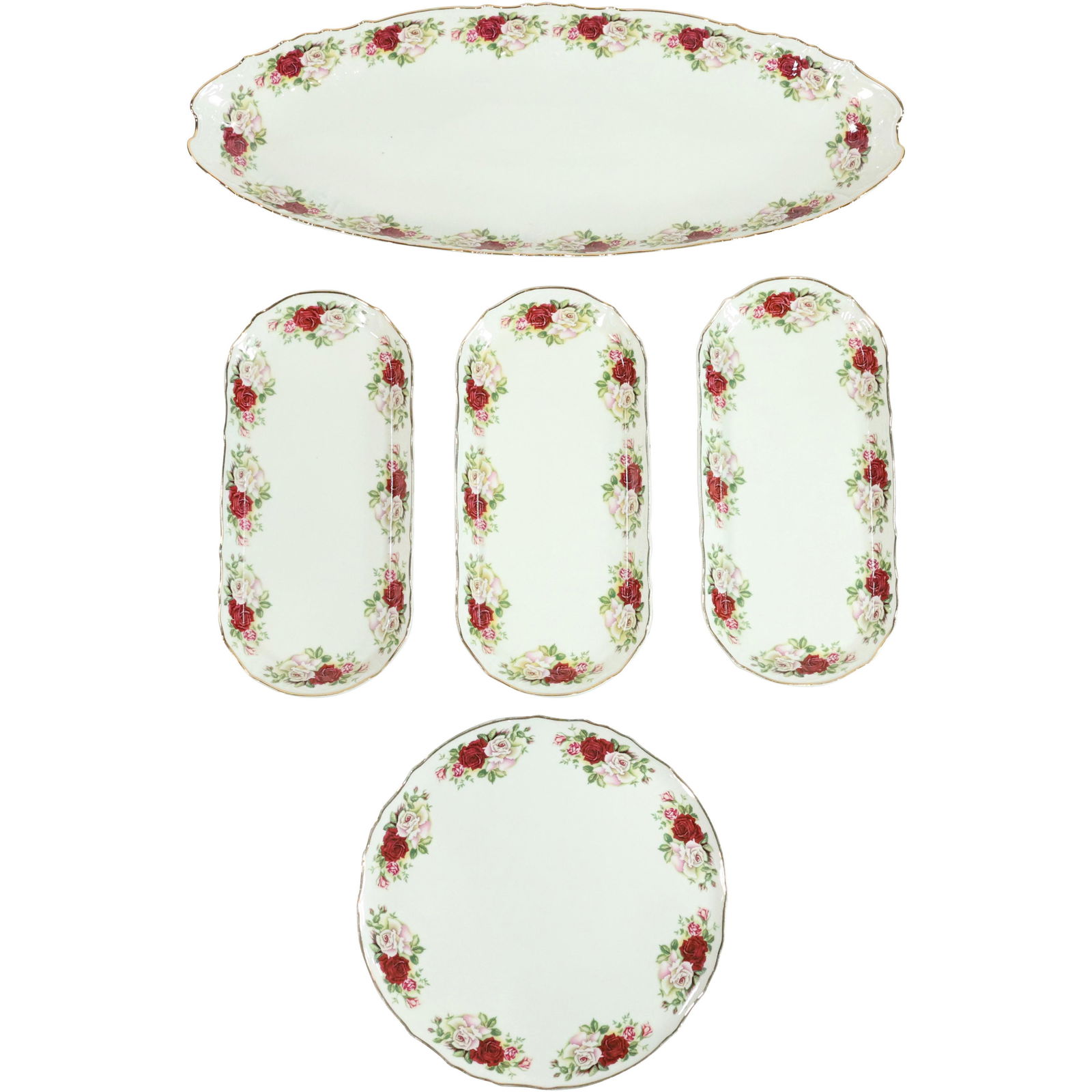 [5] FIVE Victorian Rose by Baum Bros Fine Bohemian China Czech Republic PLATES, TRAYS (1 of 12)