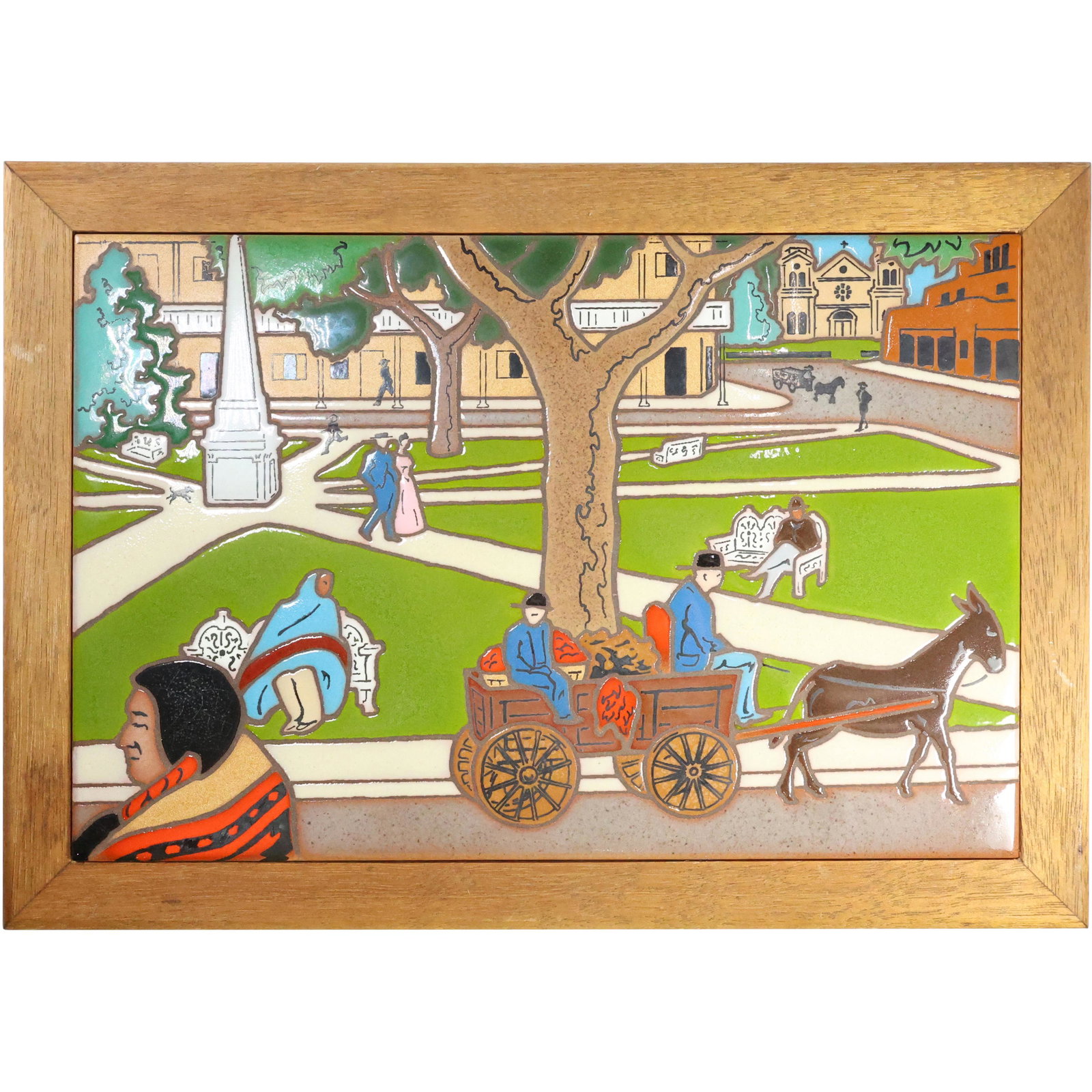 ARIUS SANTE FE Art Tile Framed - Village Square Landscape with Figures (1 of 11)