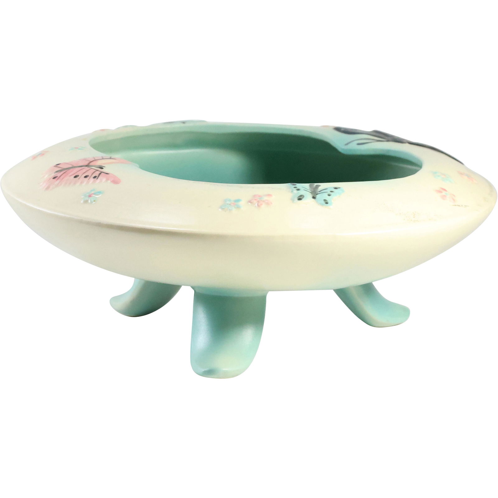 Unique HULL  Art Pottery Footed Bowl with Butterflies (1 of 11)