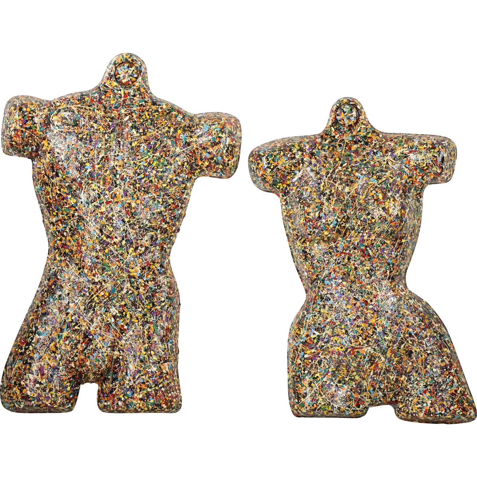 [2] TWO Splatter Art JACKSON POLLOCK STYLE Mannequin Torso Wall Hangings (1 of 20)