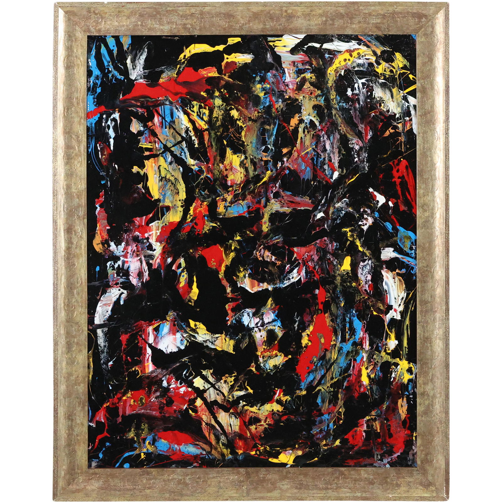 Thomas Pulgini, American, Oil/b BUSY ABSTRACT OIL PAINTING IN COLORS (1 of 10)