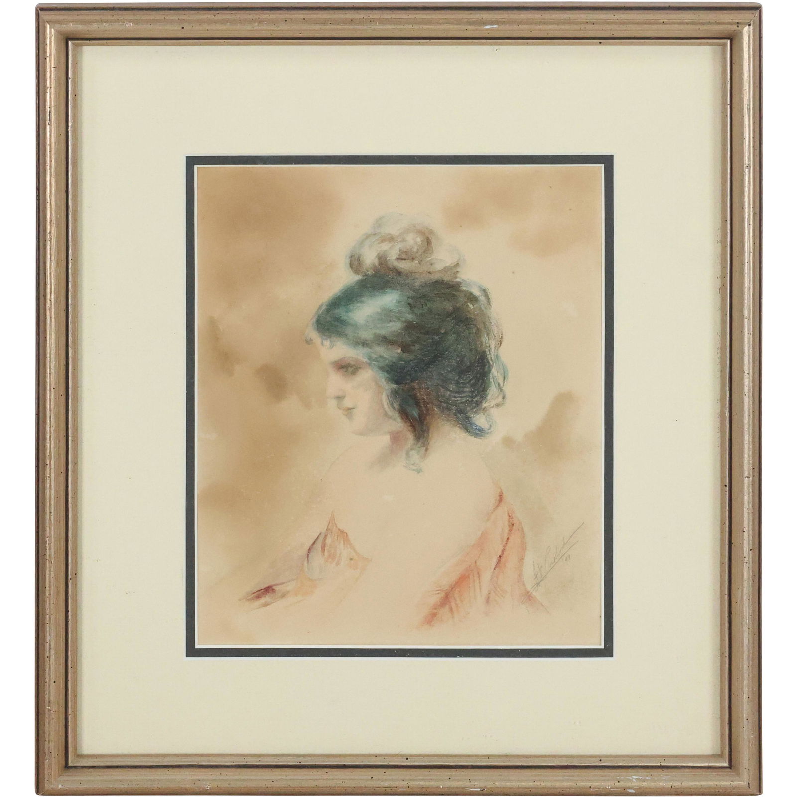 H V LOCKWOOD 1899, Fine Watercolor Portrait of a Young Girl, Pencil Signed, Framed (1 of 9)
