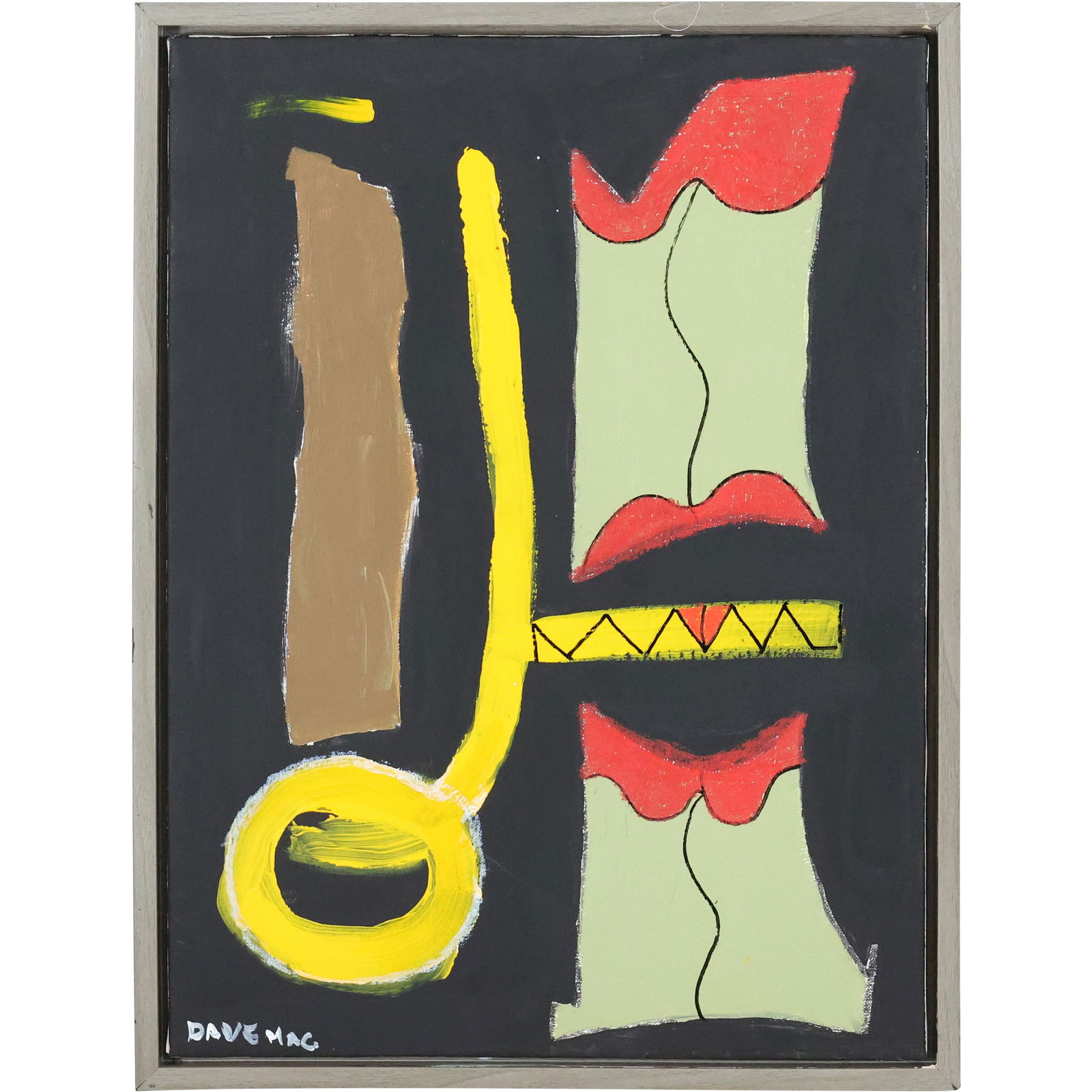 DAVE MAC, Signed 20th C. Oil Painting ABSTRACT COMPOSITION, Framed (1 of 11)