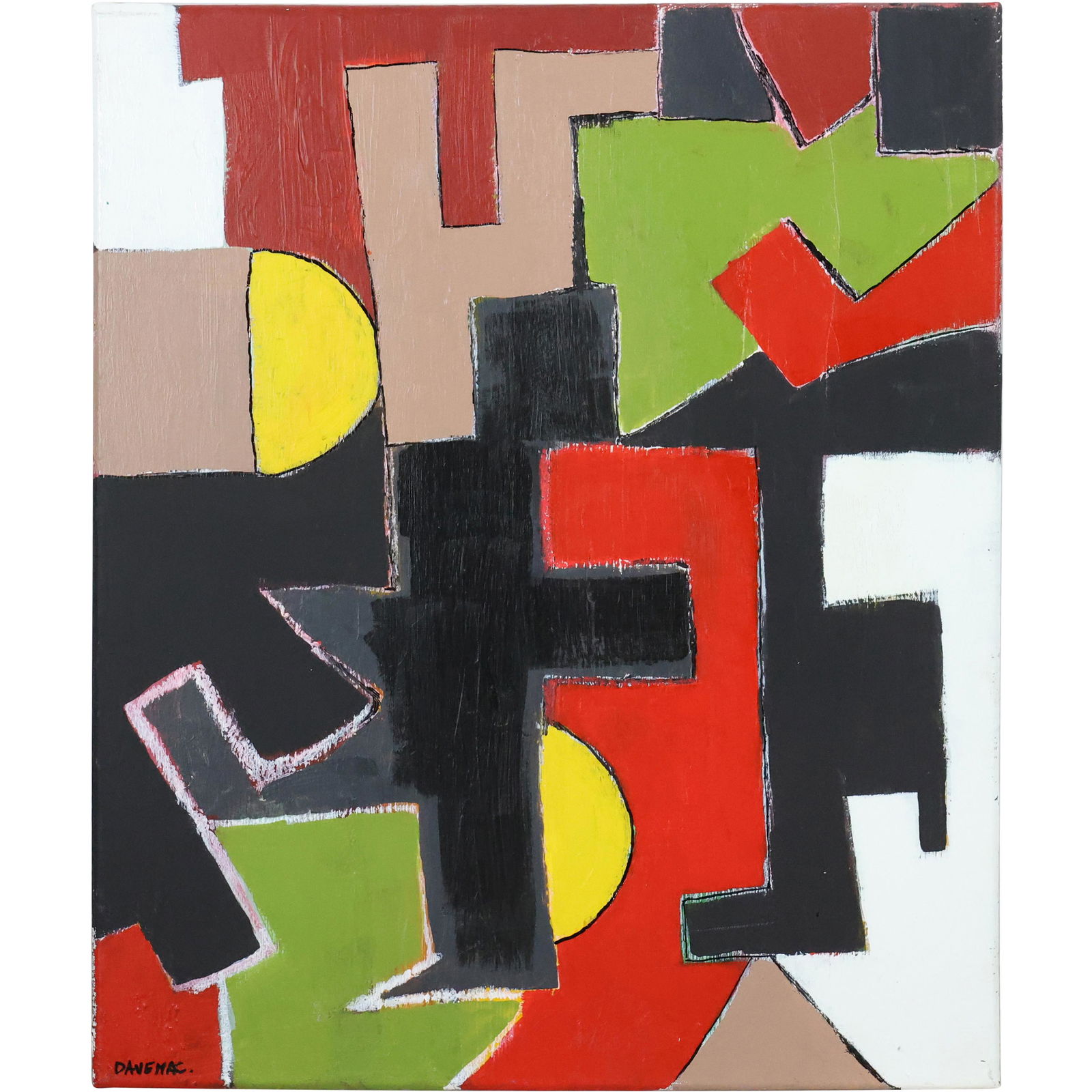 DAVE MAC, 20th C. MODERNISM ABSTRACT COMPOSITION :Untitled: Oil Painting (1 of 12)