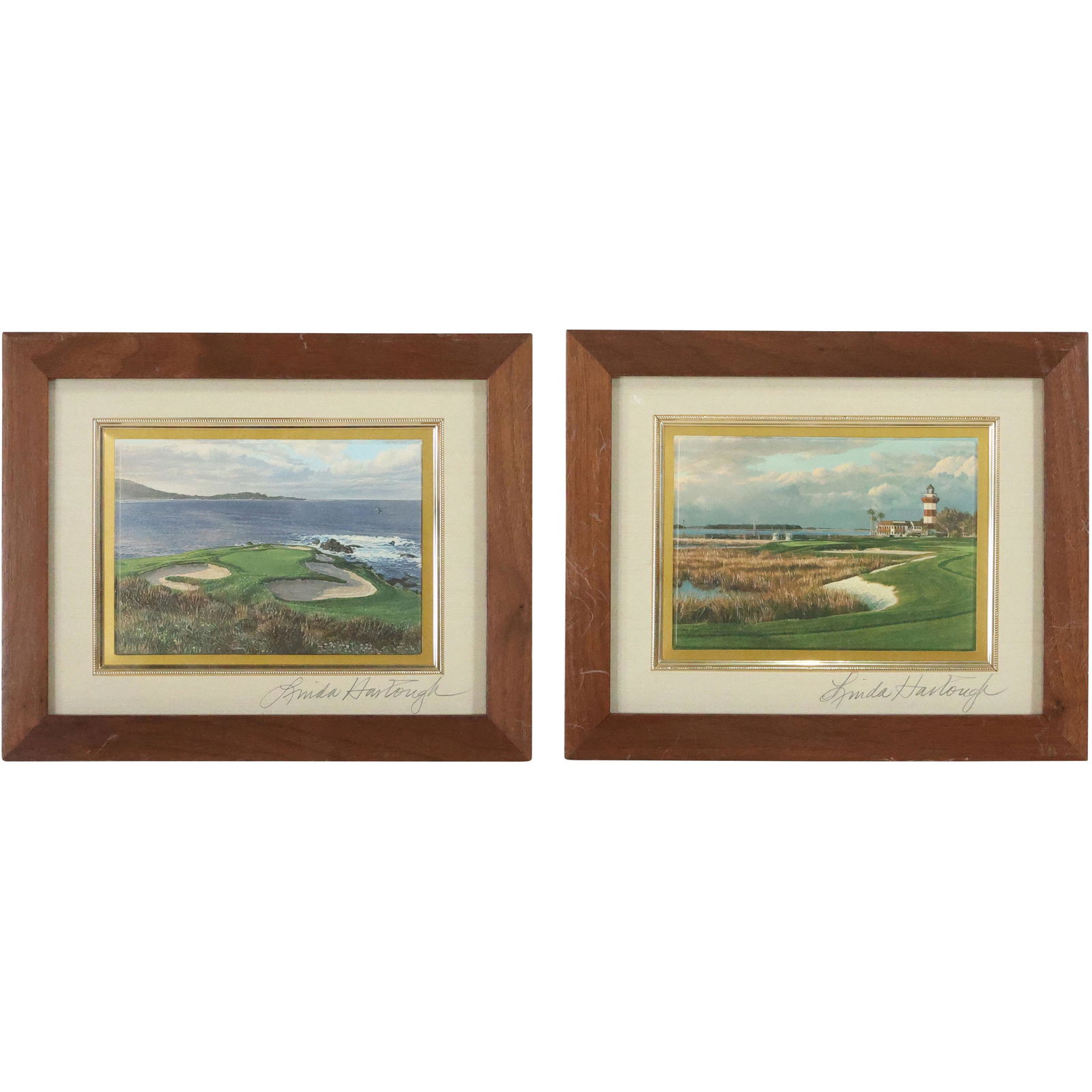 [2] LINDA HARTOUGH Golf Lithographs, 7th Hole Pebble Beach, 18th Hole Harbour Town Hilton (1 of 20)