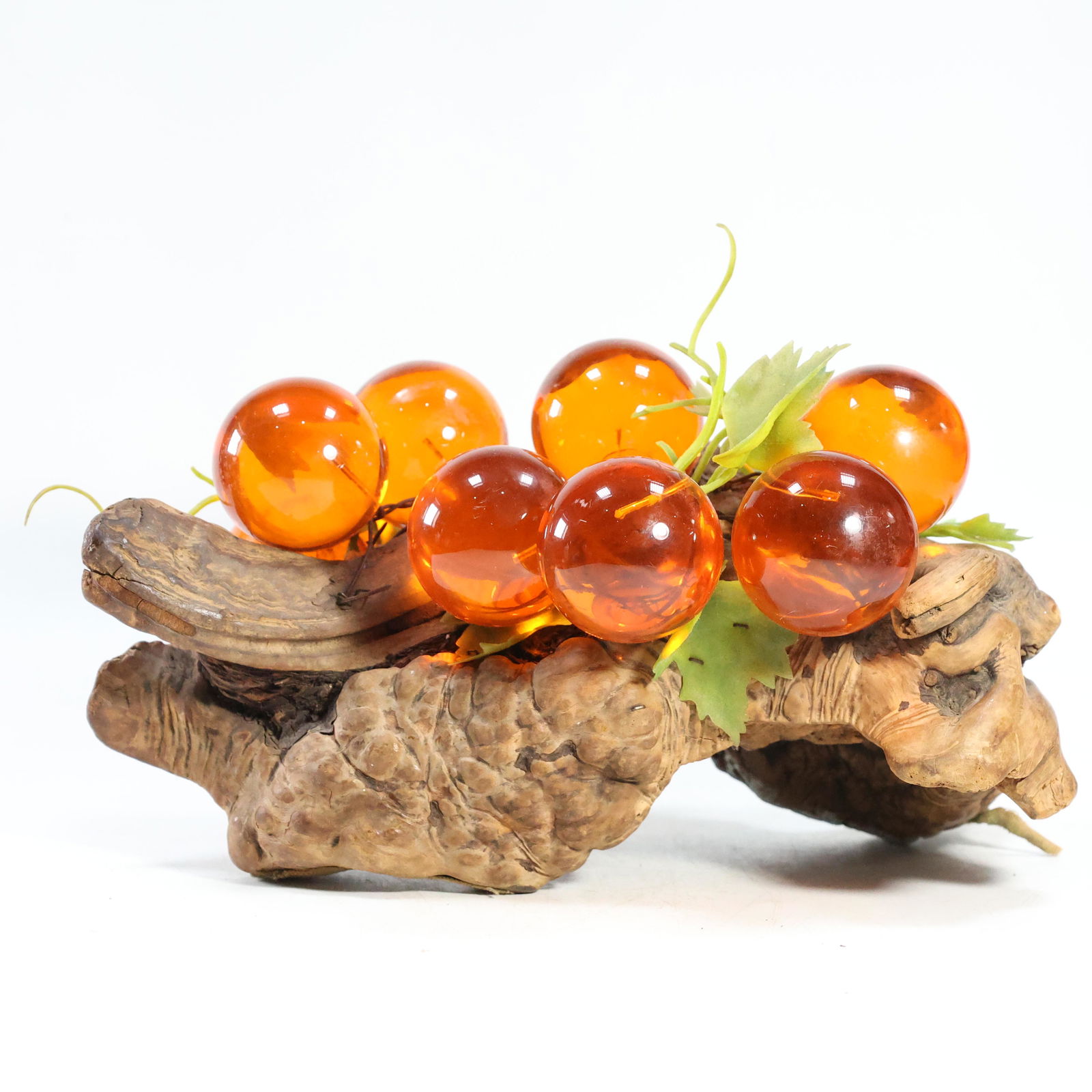 Vintage Driftwood with Orange Lucite Grapes Table Top Arrangement (1 of 10)