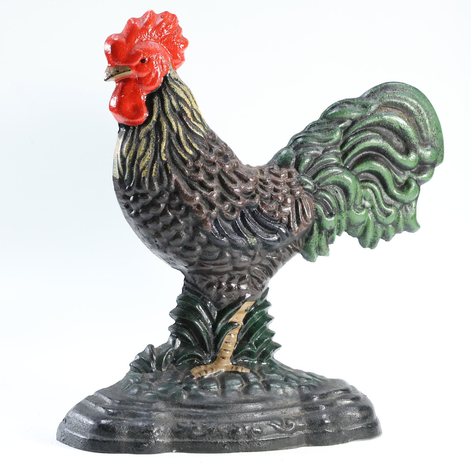 Cast Iron ROOSTER Figurative DOORSTOP in Original Paint (1 of 9)