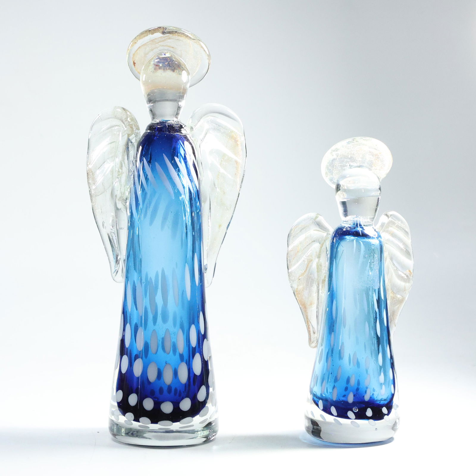 [2] Assorted Sizes MURANO BLUE ART GLASS ANGELS with Gold Dust Accents (1 of 13)