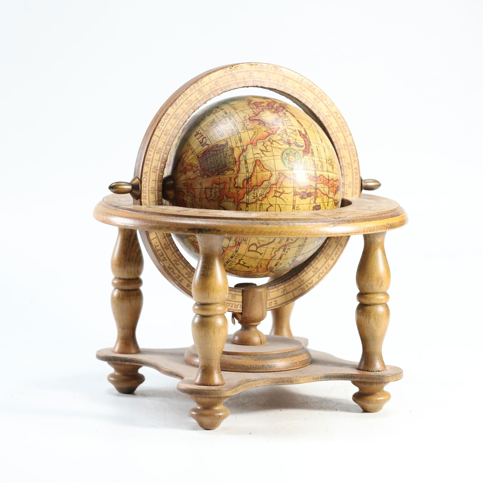 Desk Top Wooden WORLD GLOBE in Holder - Made in Italy (1 of 11)