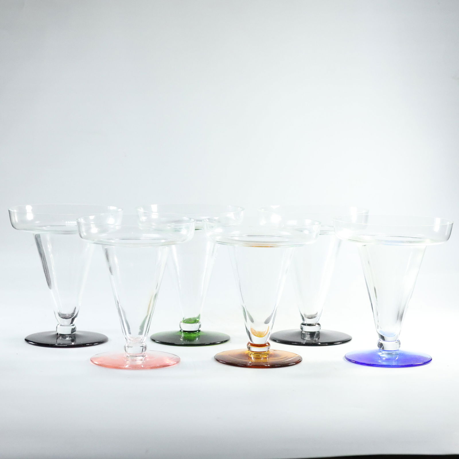 [6] Six SHRIMP COCKTAIL GLASSES with COLORED GLASS BASES - Vintage (1 of 13)