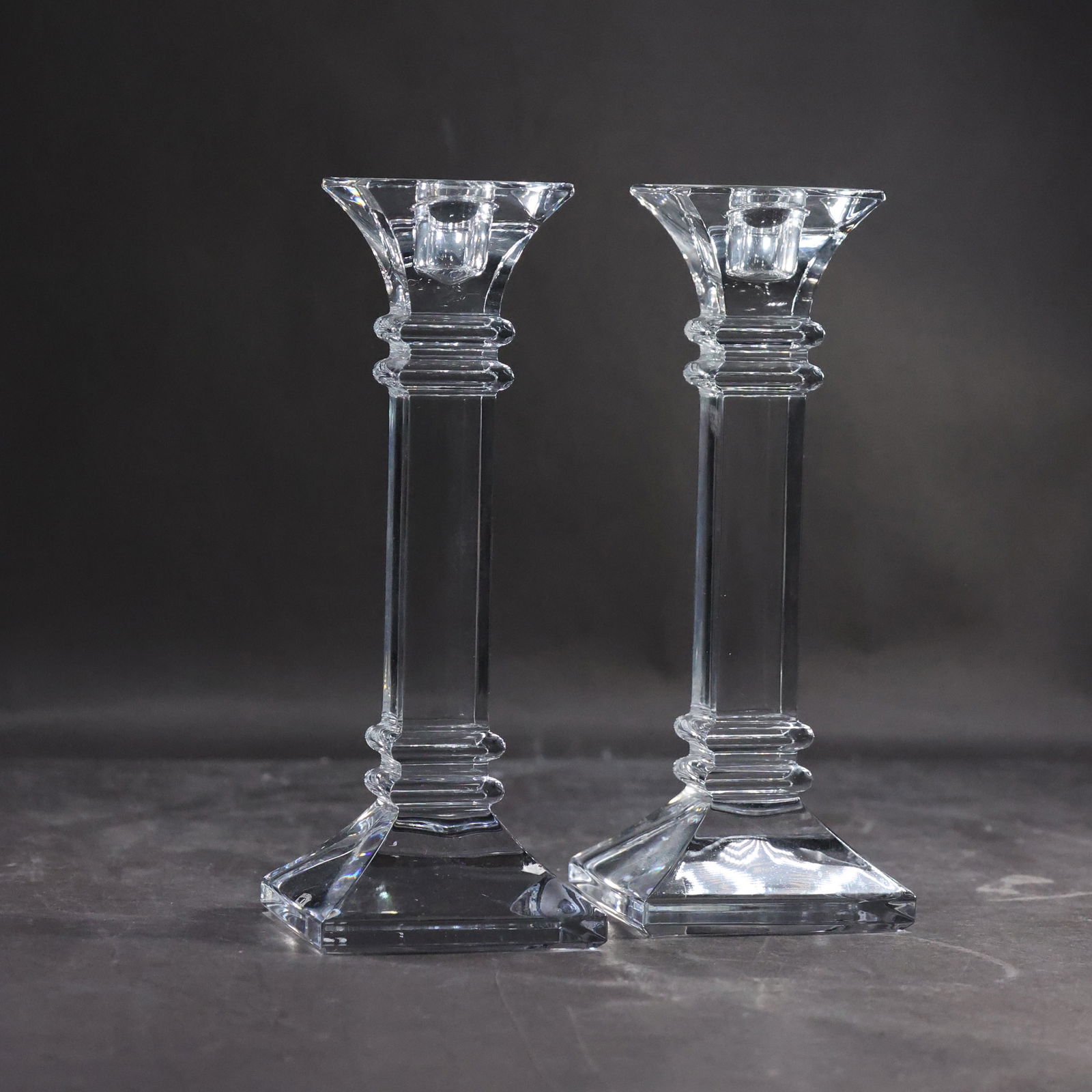 [2] Signed MARQUIS By WATERFORD Classical Crystal Glass Tall Candlesticks (1 of 6)