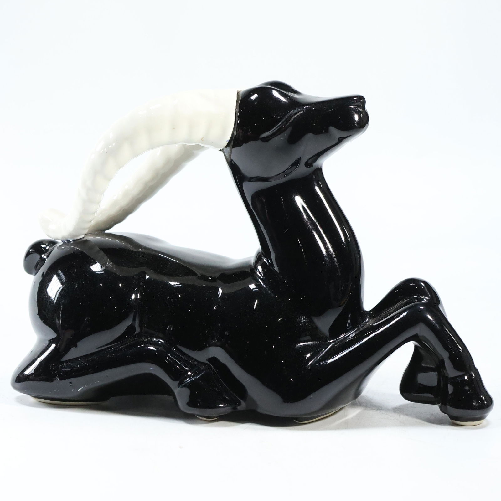 Vintage SHAWNEE Black Ceramic GAZELLE Figure Statue Planter (1 of 9)