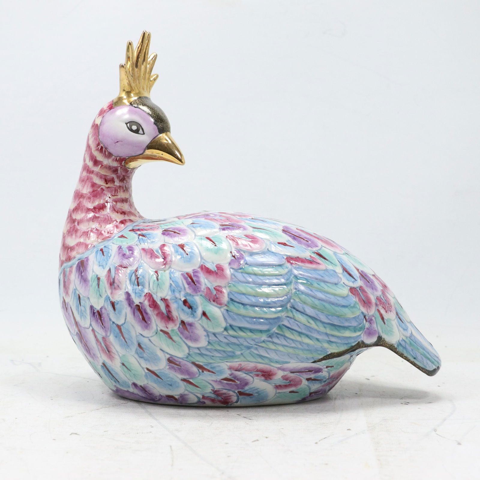 Chinese Porcelain Decorated Exotic BIRD Figure Statue (1 of 8)