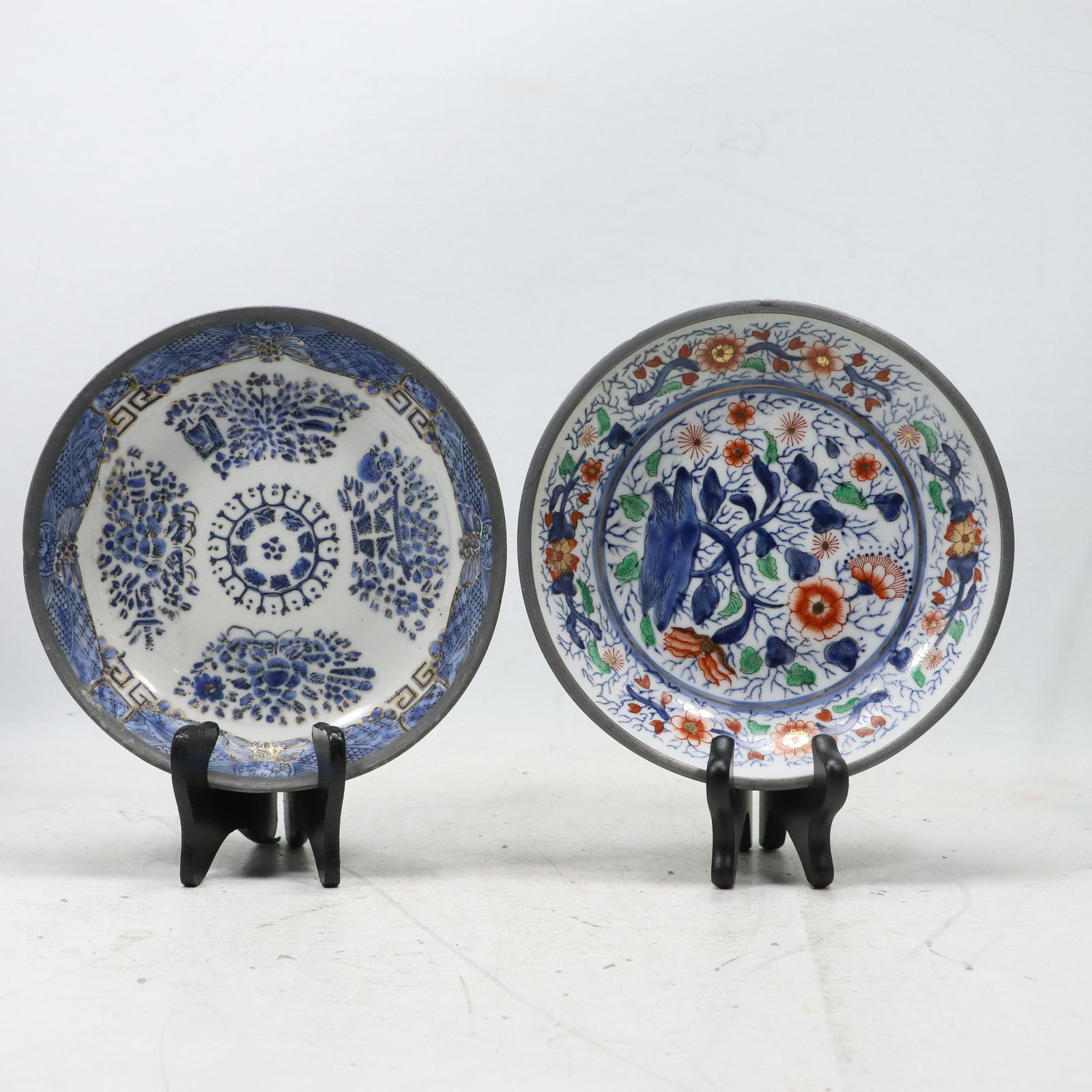 [2] JAPANESE Fine Porcelain Plated Encased Pewter Rim Hand Decorated in Hong Kong (1 of 15)