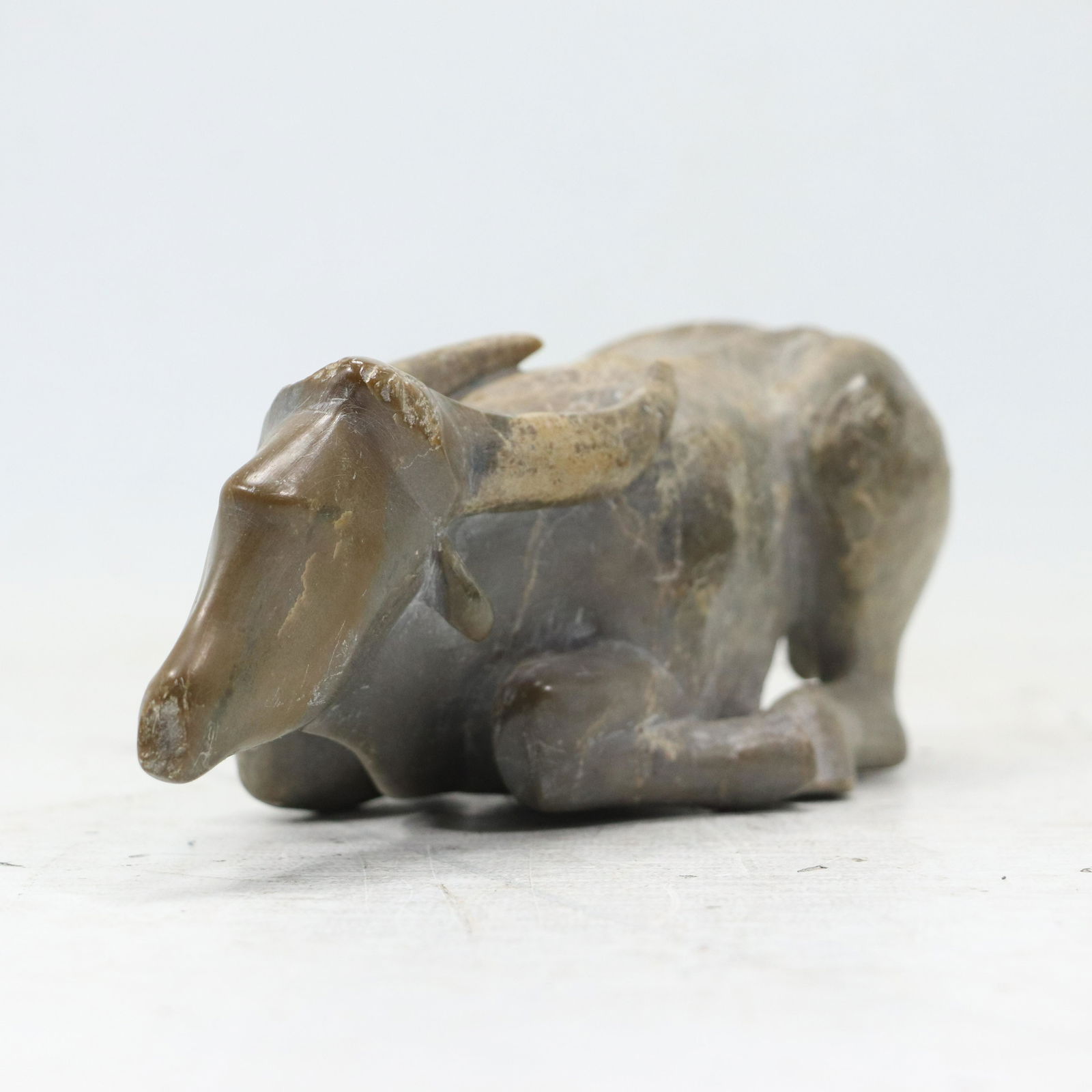Carved Marble Stone Water Buffalo in Laying Position Figure Statue Sculpture (1 of 7)