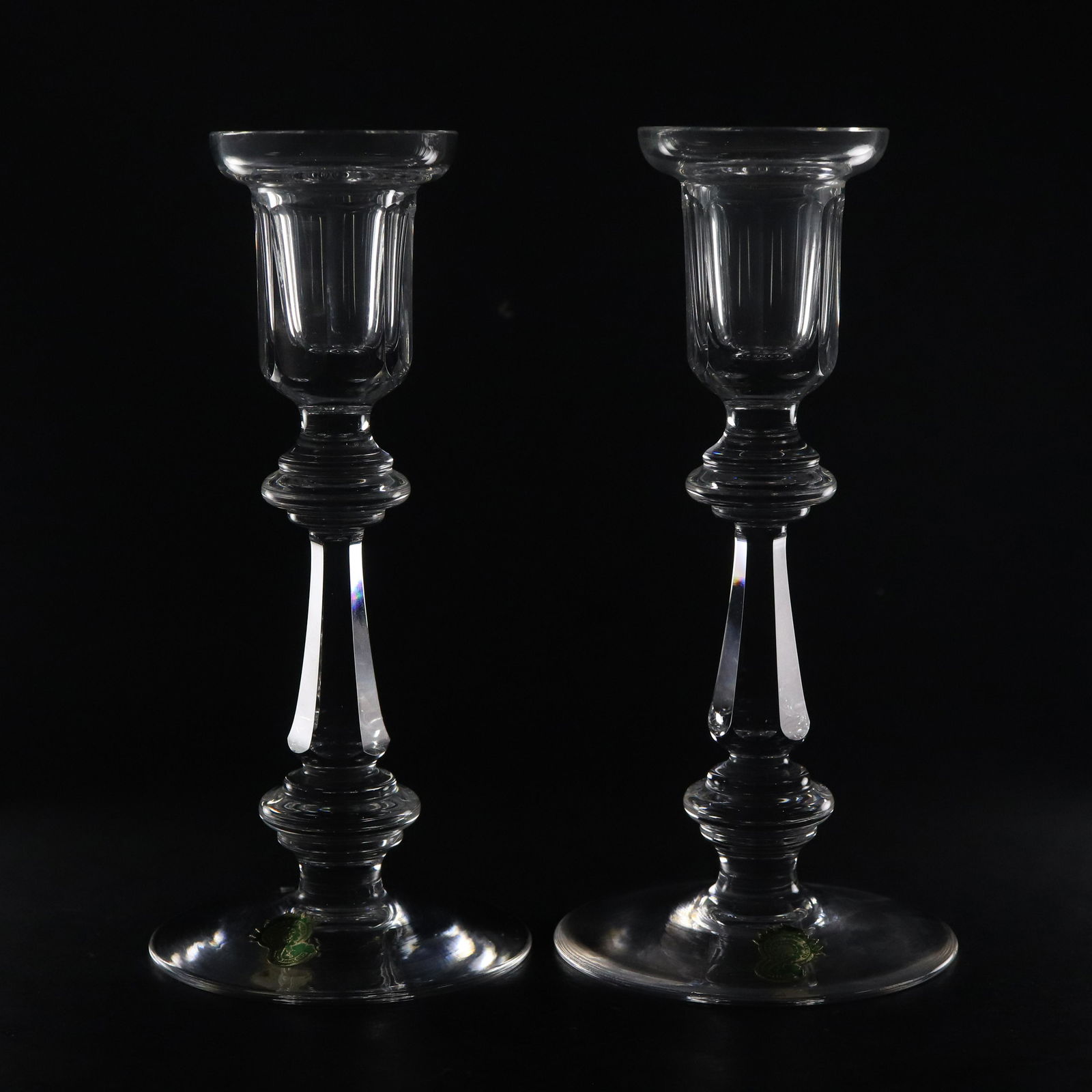Pair Signed WATERFORD Fine Crystal Glass Classical Tall Candlesticks (1 of 9)