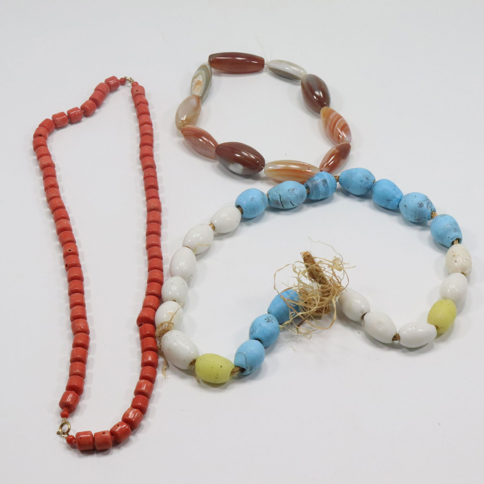 [3] Assorted Large Bead Necklaces Robin Egg 24 in. , Onyx 10 in. , Coral 31 in. (1 of 9)