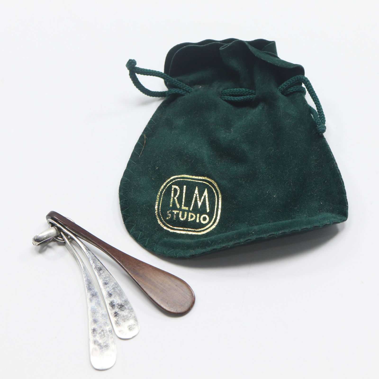 .925 Sterling Silver RLM Studios Mid-Century Modern Pendant Sterling & Mahogany in Box (1 of 8)