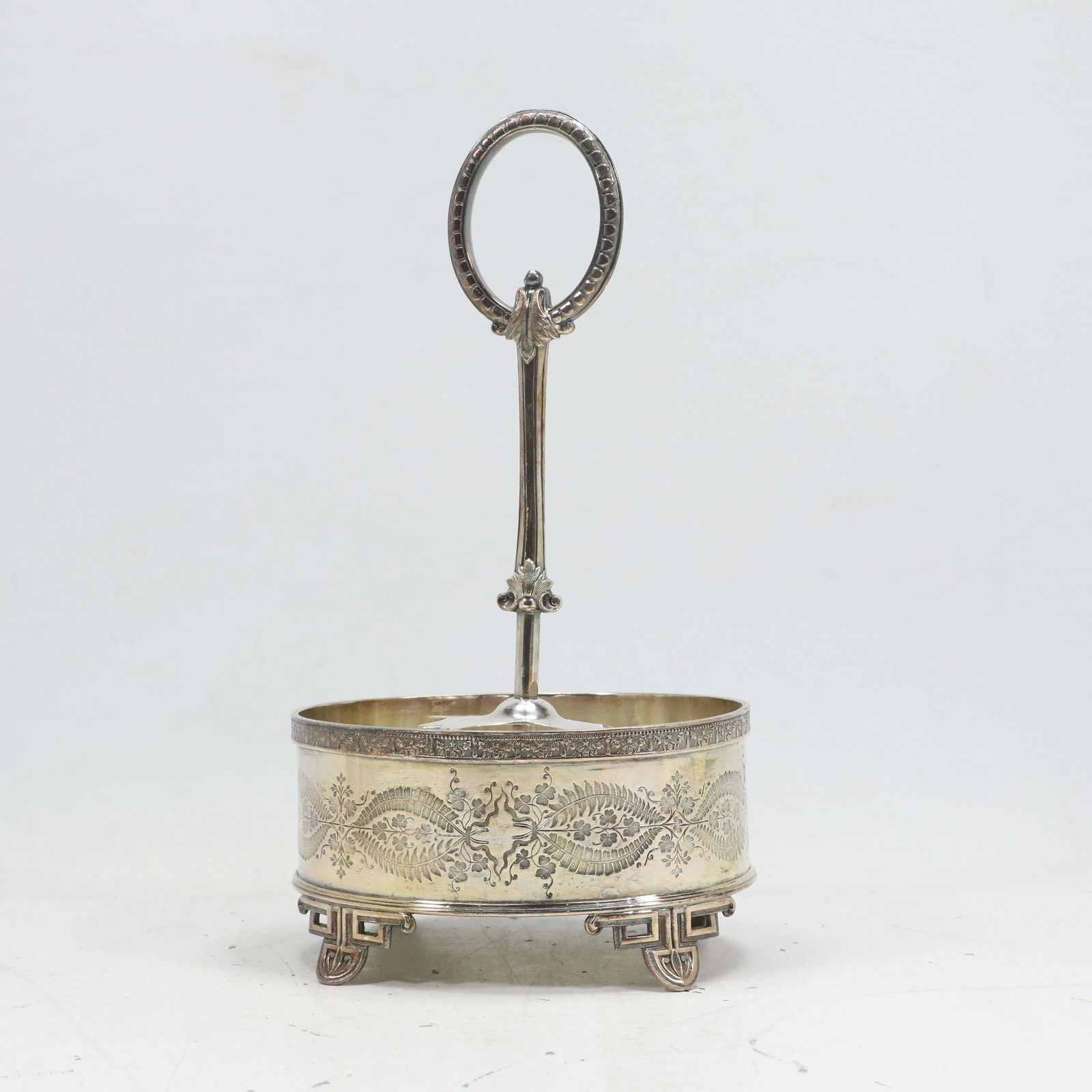 Antique Hallmarked  Silver Plate Condiment Caddy Holder Etched Design (1 of 11)