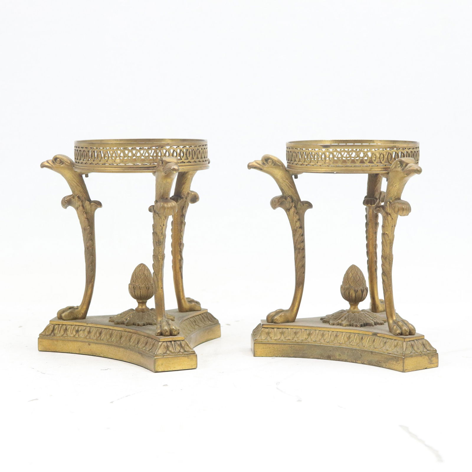 [2] 19th C. Bronze French Empire Falcon Heads Center Piece Stands (1 of 9)