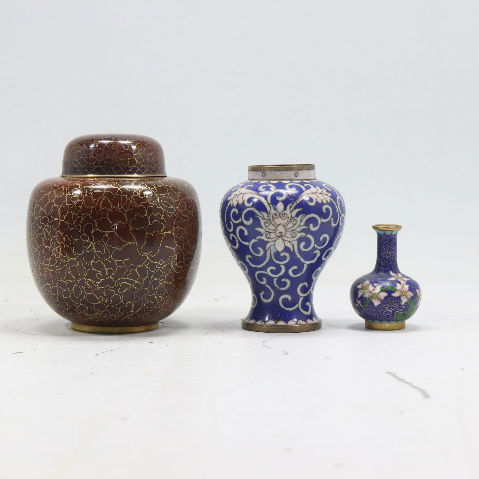 [3] Assorted Chinese Cloisonne Vases and Ginger Jar Intricate Design (1 of 12)