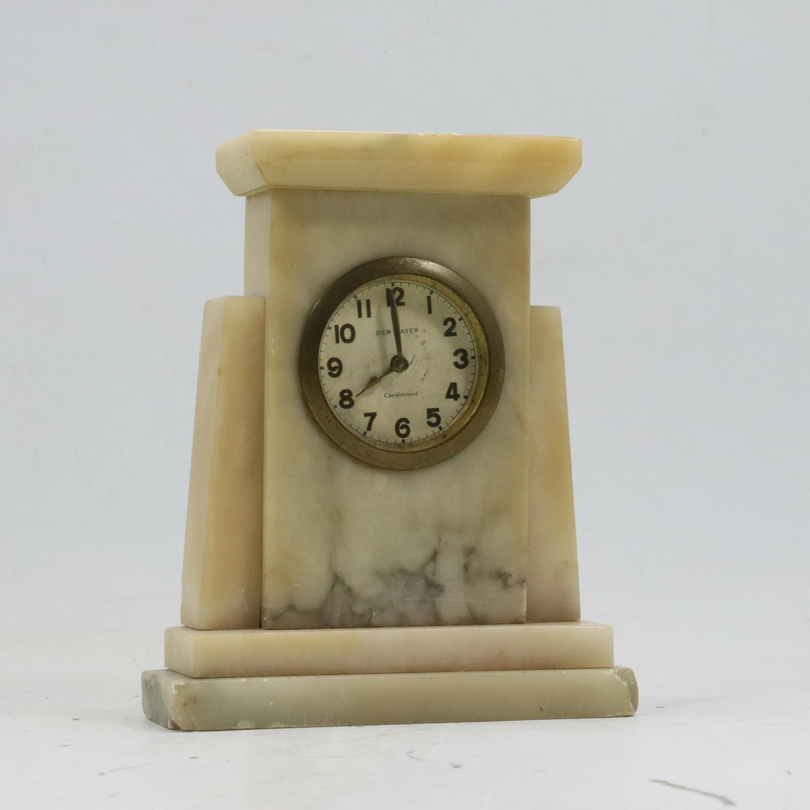 Antique White Onyx Dresser Top Clock: Antique White Onyx Dresser Top Clock. size: 7h 5.5w