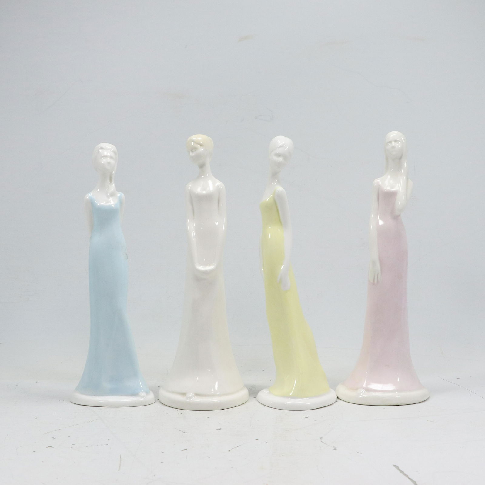[4] Four Assorted Color Porcelain Women Figures Debritantes by J Bromley (1 of 9)