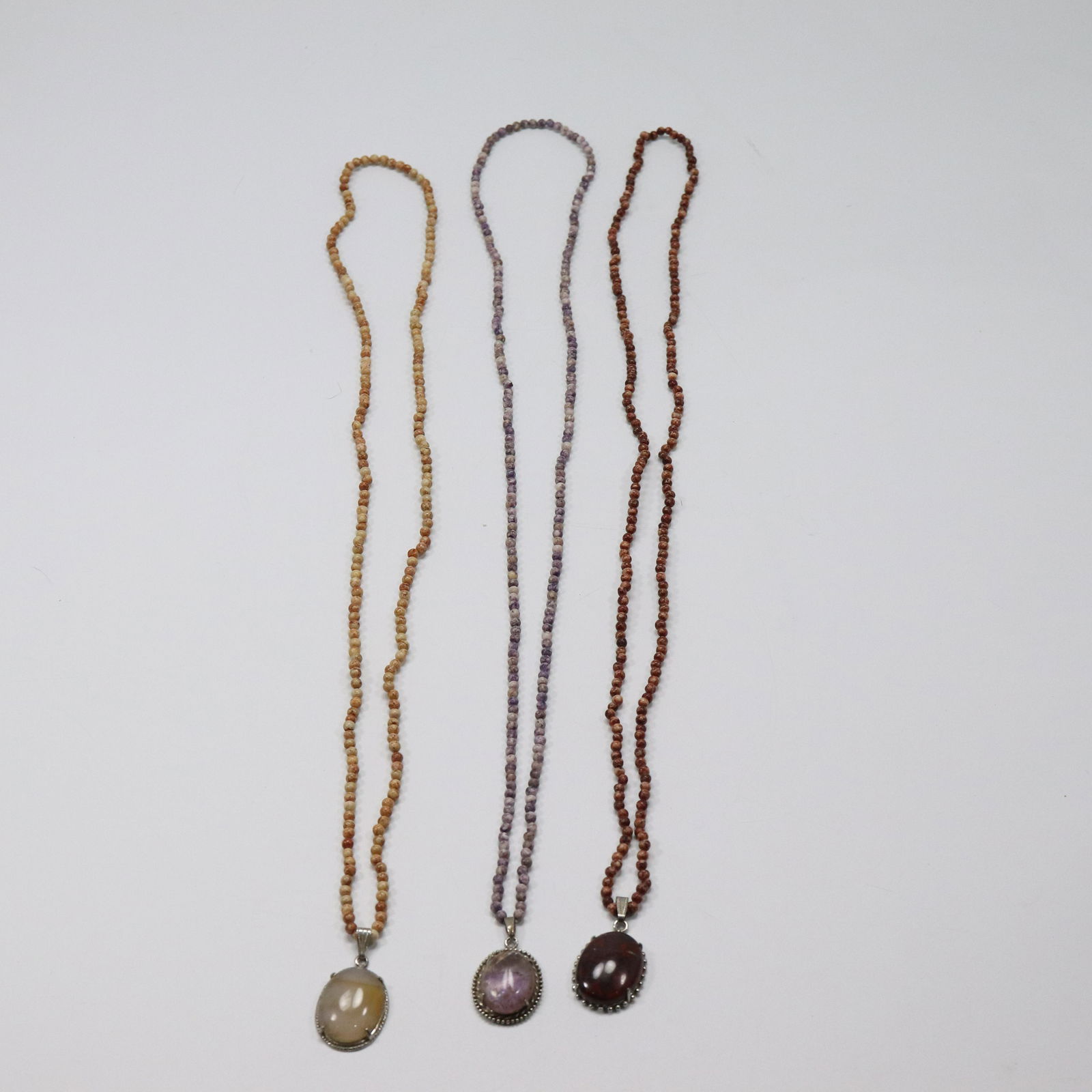 [3] Assorted Natural Stone Necklaces - Brown / Tan / Purple 34 in. x 2 in. x 1 in. (1 of 11)