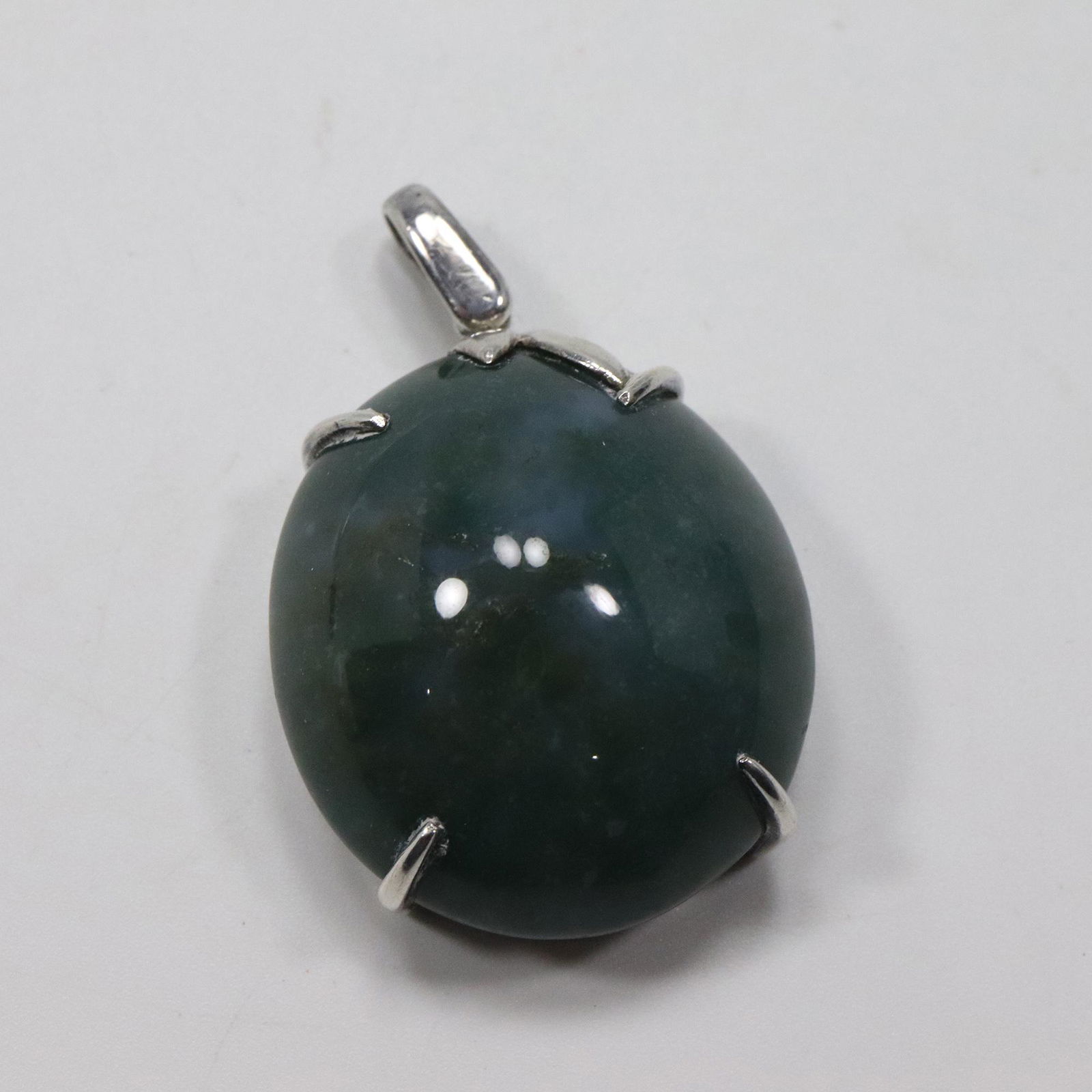 Tested STERLING SILVER Large Agate Stone Modernism Pendant (1 of 6)
