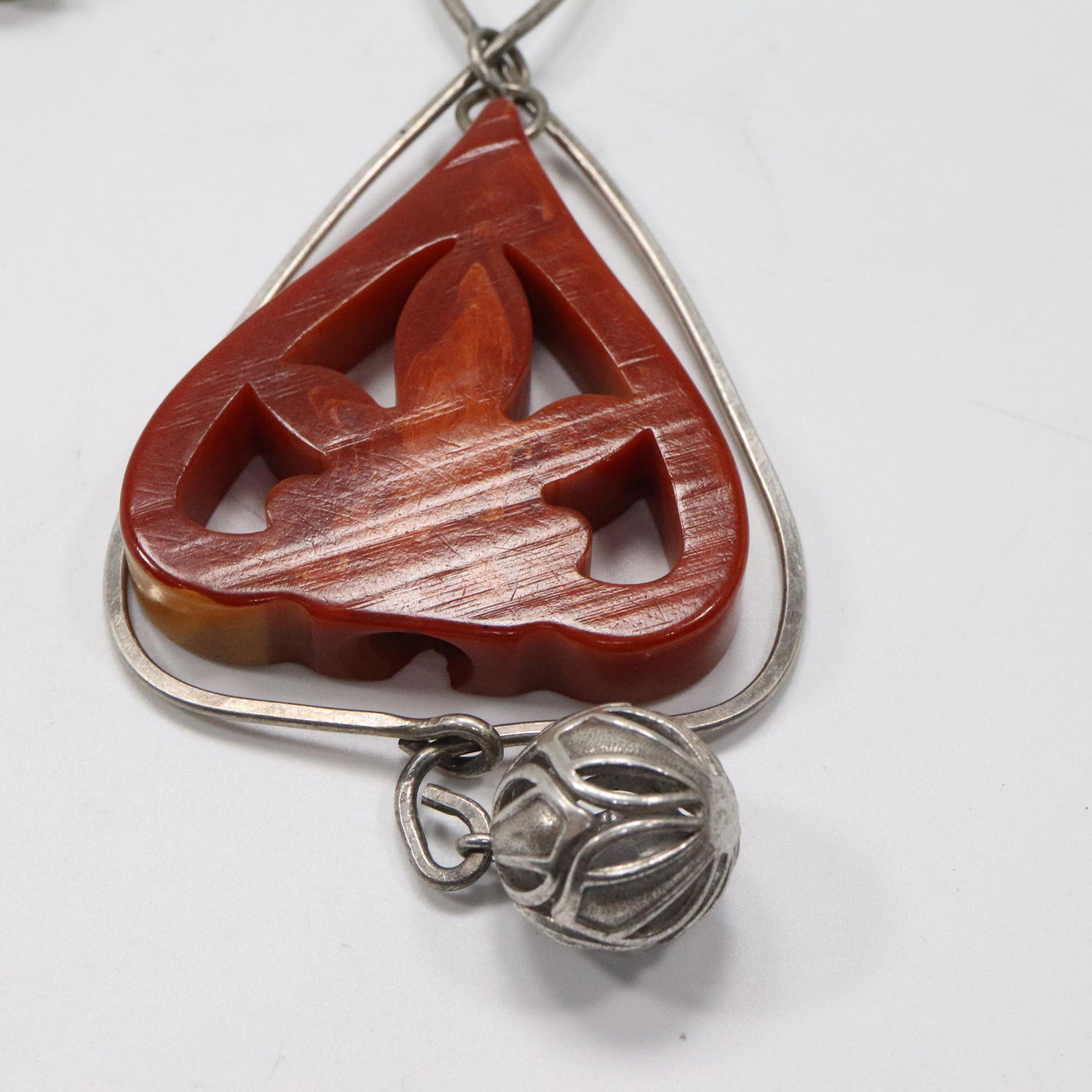 Rose Ring Size 10.5; .925 Sterling Snake Chain Bakelite Necklace 24 in. x 5 in. x 2 in. (1 of 10)