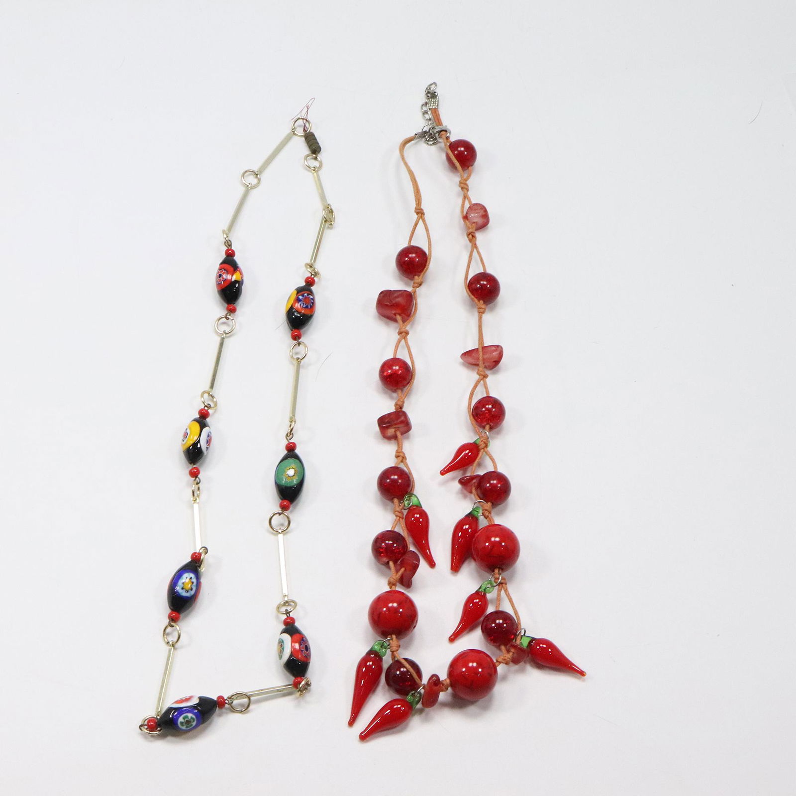 Murano Glass Necklace 27 in. x 1/2 in & Red Glass Pepper Necklace 24 in. x 7/8 in. (1 of 9)