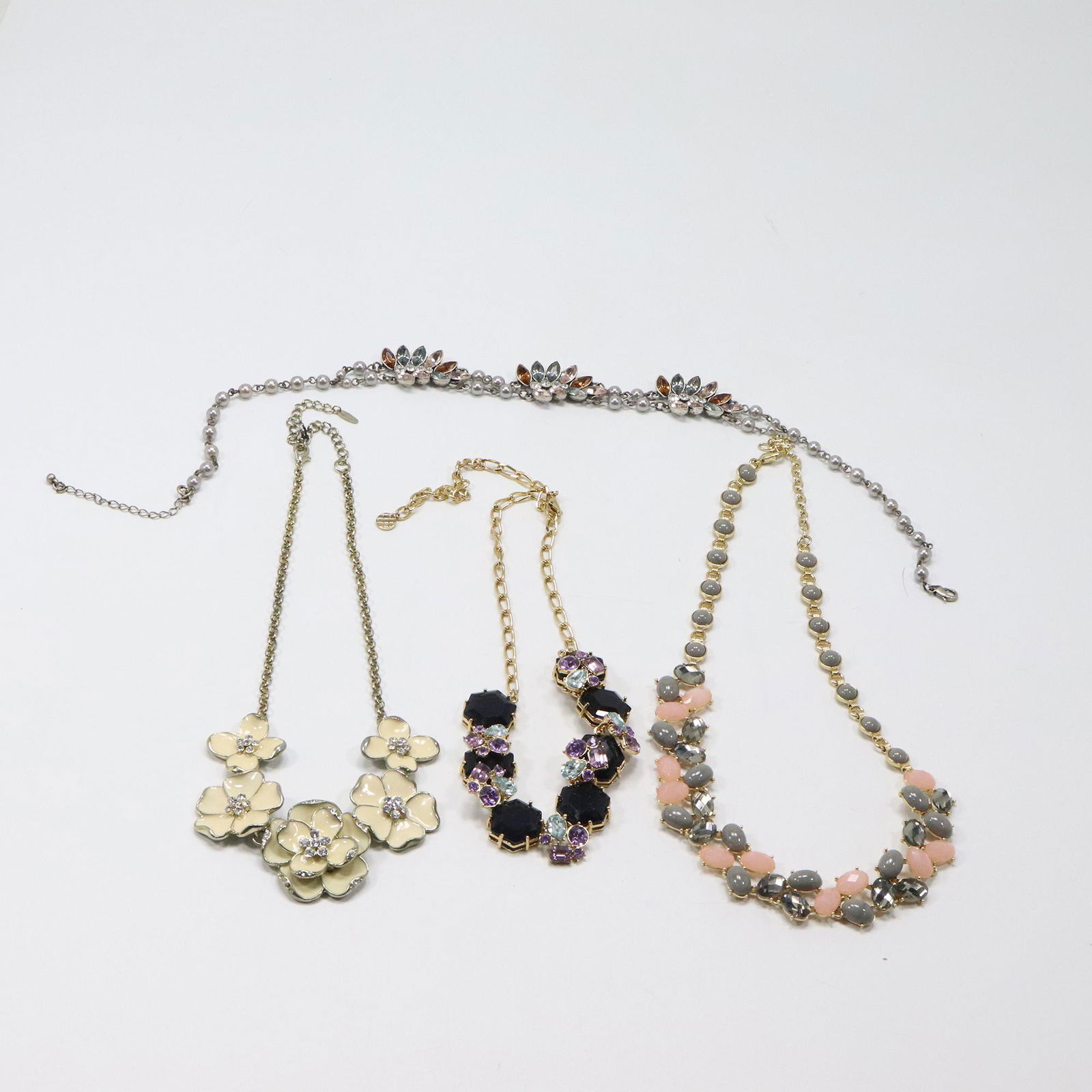 [4] Four Assorted Costume Fashion Necklaces [3] Have Colored Stones [1] Enameling (1 of 14)