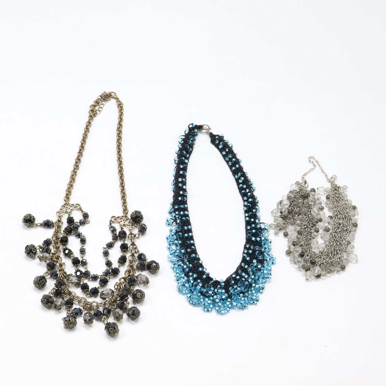 [3] Three Assorted Glass Beads Necklaces Including a 3-Strand (1 of 9)