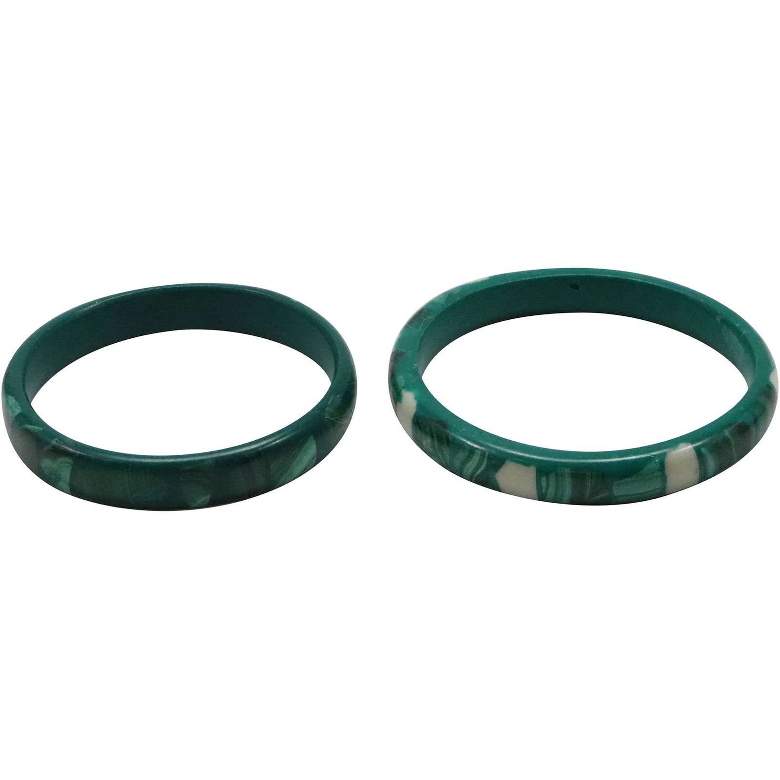 [2] TWO Malachite Bangle Bracelets 2 3/4 in. x 1/2 in. & 3 in. x 3/8 in. (1 of 5)