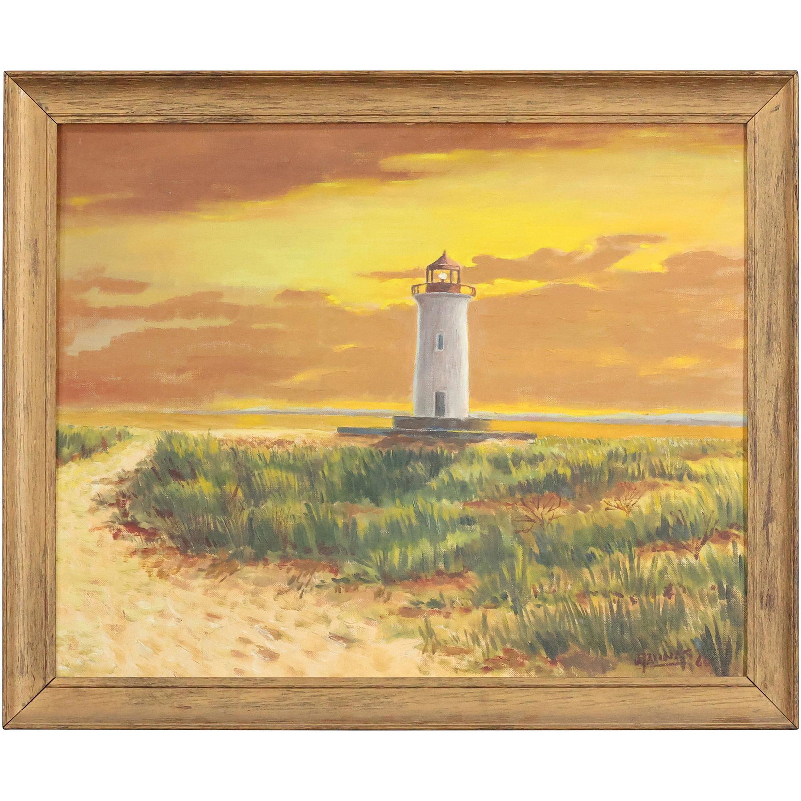 J E LANNAS 1969, Oil/b Painting LIGHTHOUSE MARTHA'S VINEYARD, MASS. (1 of 15)