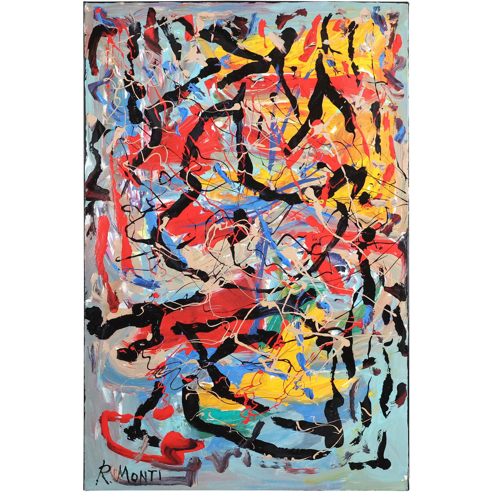 Rocco Monticolo, R MONTI, Large Oil/c ABSTRACT PAINTING - COLORFUL (1 of 11)