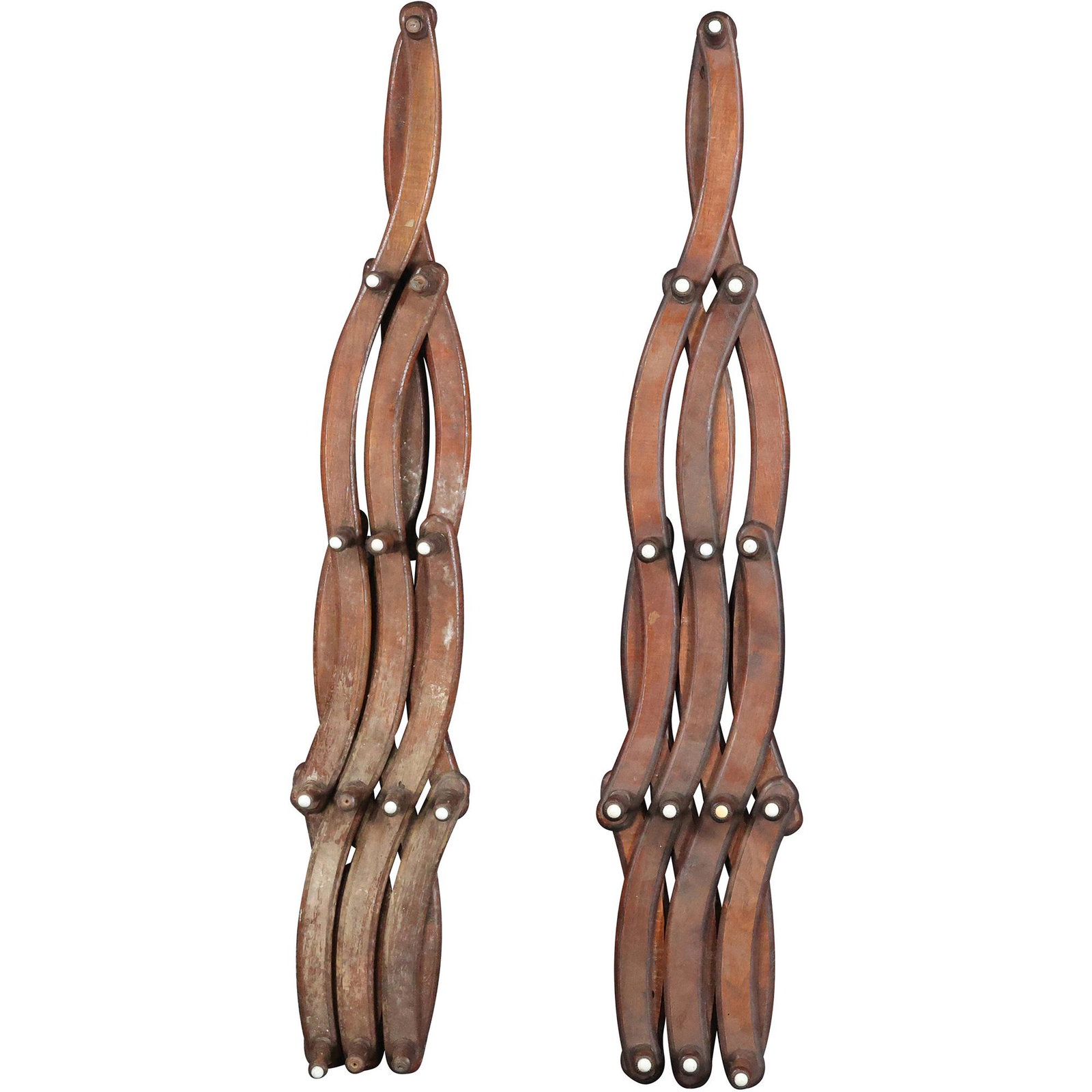 [2] TWO Primitive Folk Art Collapsible Wall Mount TIE RACKS - Antique (1 of 15)